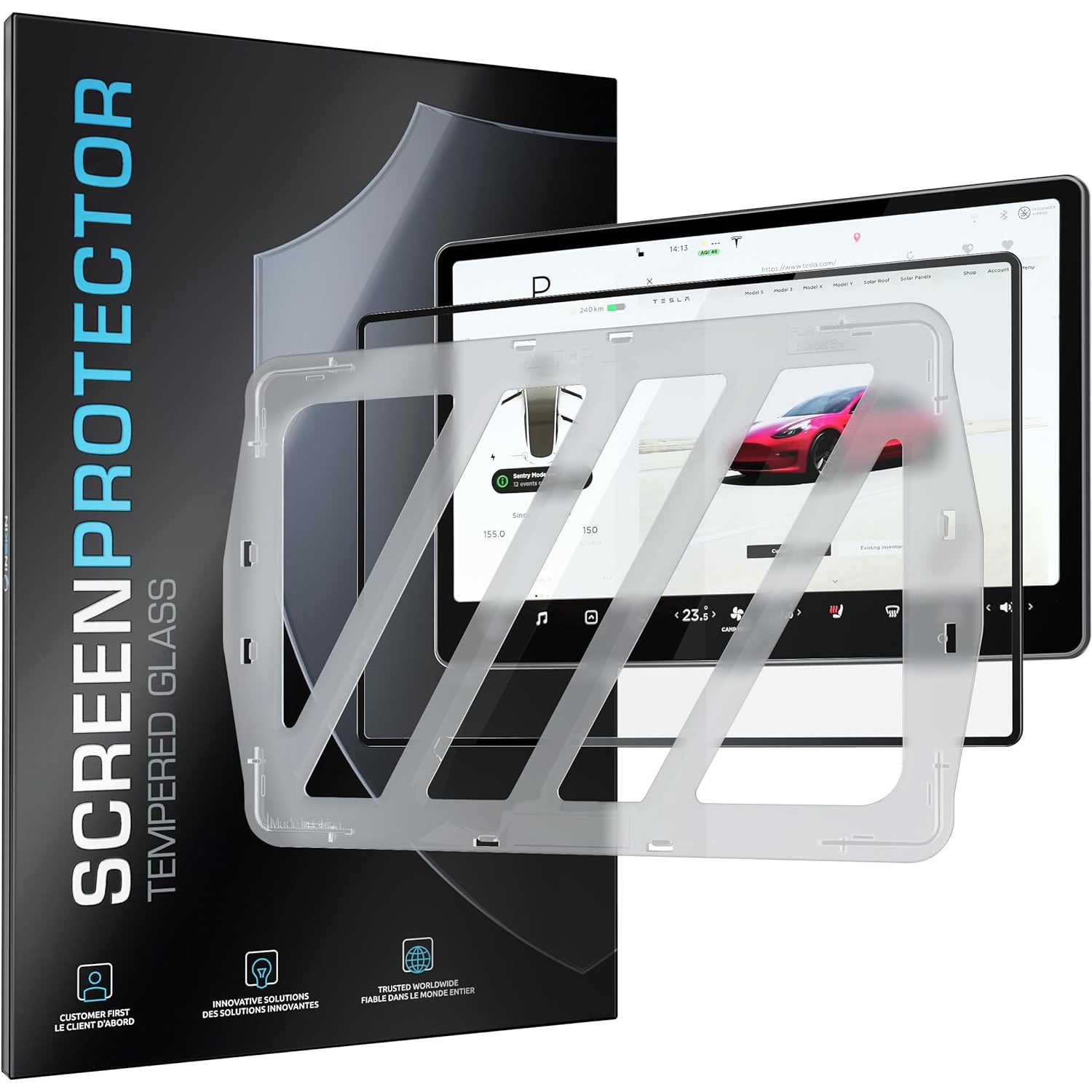 Inskin Screen Protector for Tesla Model 3 (2017-2023) / Model Y (2020-2024)-Dashboard Touchscreen Glass, Matte Anti-Glare, Auto-Align, Anti-Fingerprint