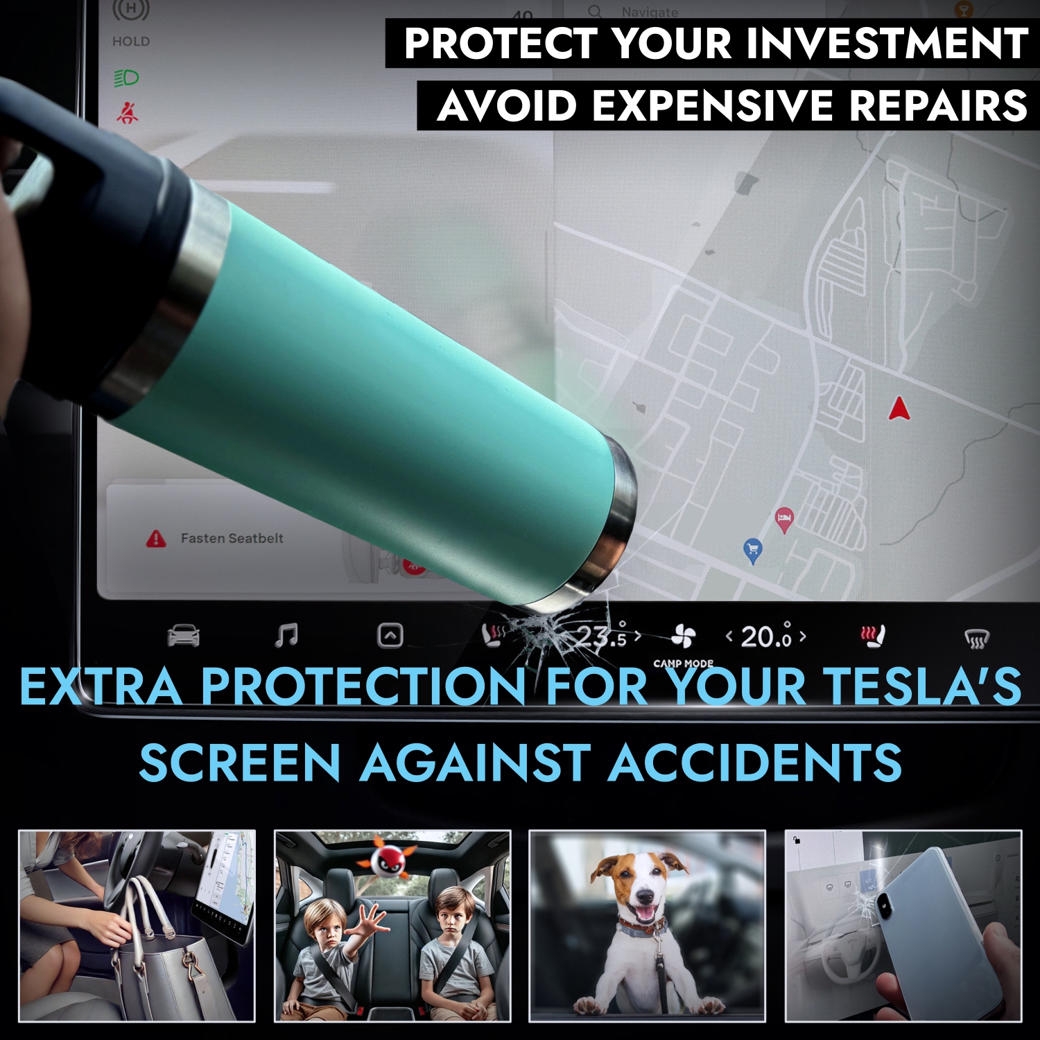 Inskin – Protecteur d’écran pour Tesla Model 3/Model y (2020-2024) – verre à écran tactile pour tableau de bord, antireflet mat, alignement