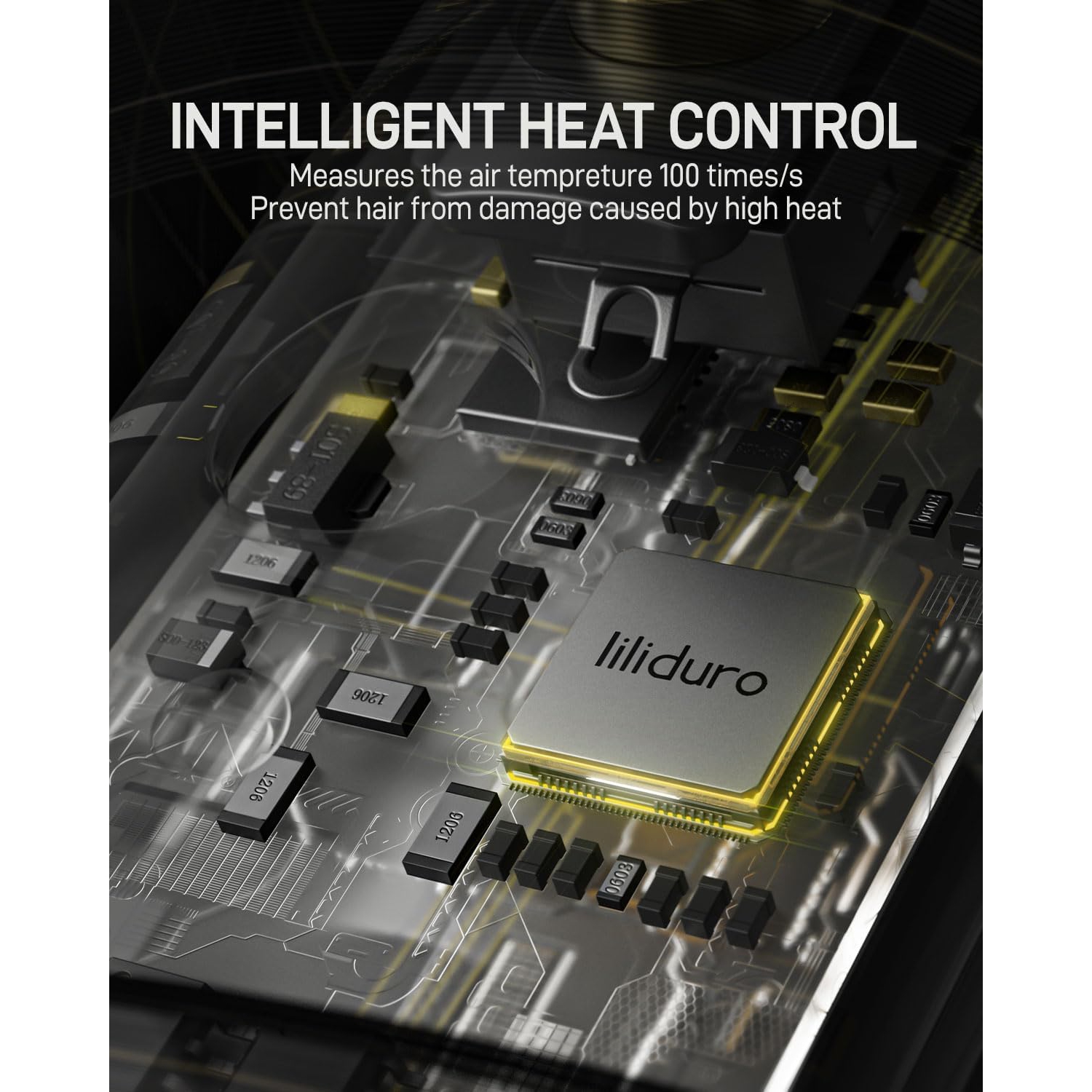 Sèche-cheveux professionnel ionique haute vitesse négative de Lilliduro avec divers accessoires de buses magnétiques, diffuseur de buse,