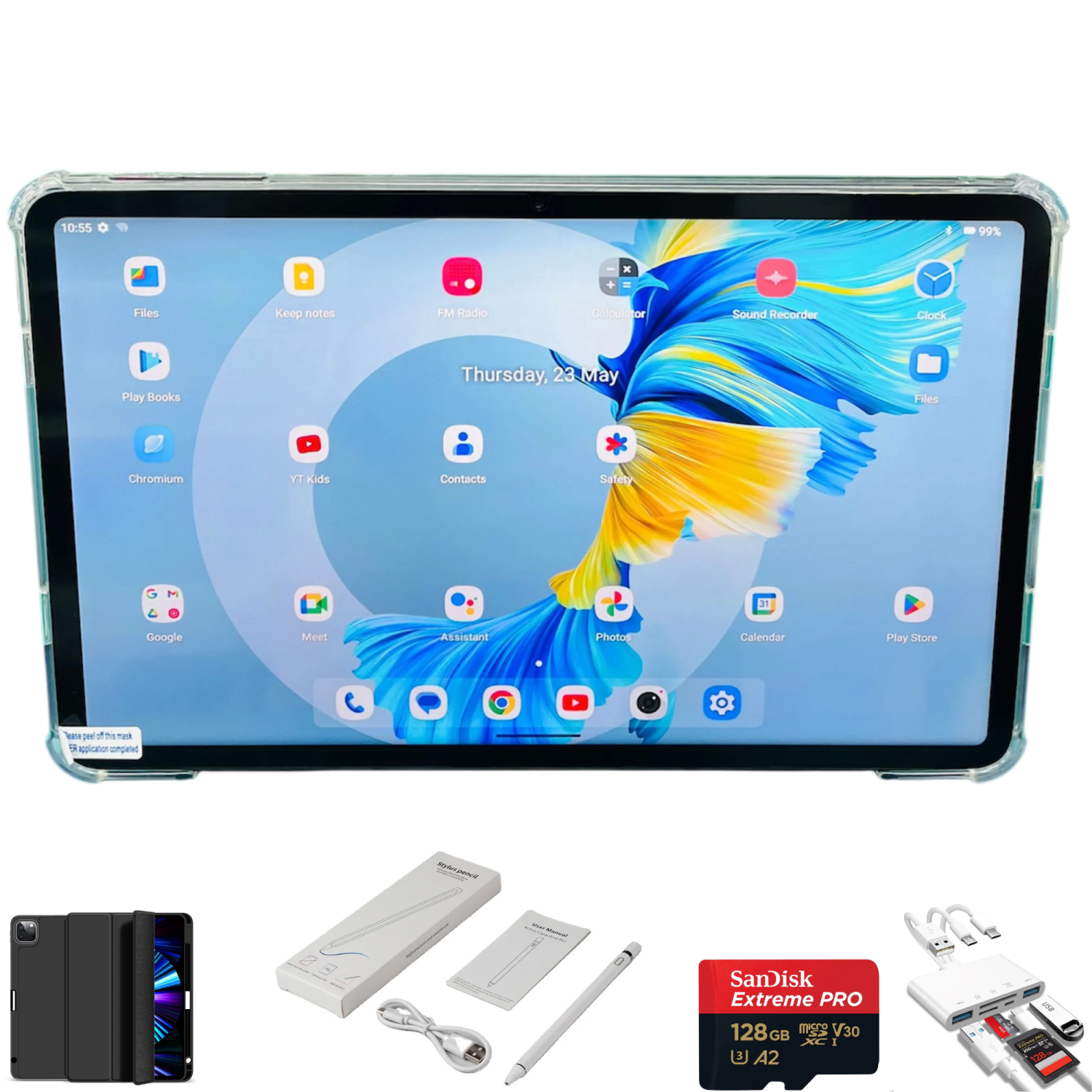 Tablette 12&nbsp;po TUTT LTE 4G SIM Android 14 | Étui + stylet 128&nbsp;Go + mémoire vive 6&nbsp;Go | Caméra P11 double + 128&nbsp;Go de SanDisk