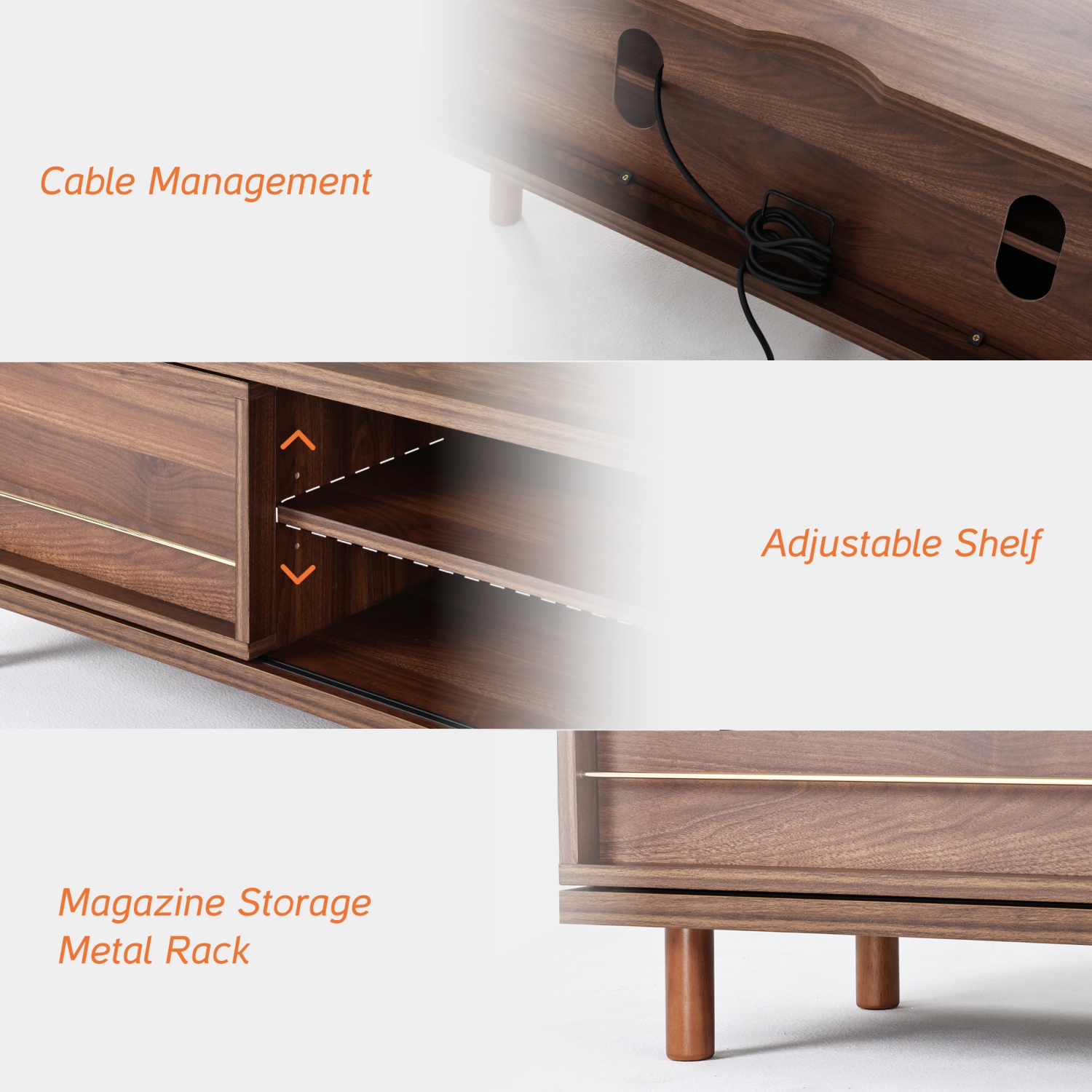 WAMPAT Modern 59" TV Stand for TVs up to 65 in, Wood TV Entertainment Center TV Console with Storage Cabinets &Shelves for Living Room Bedroom,