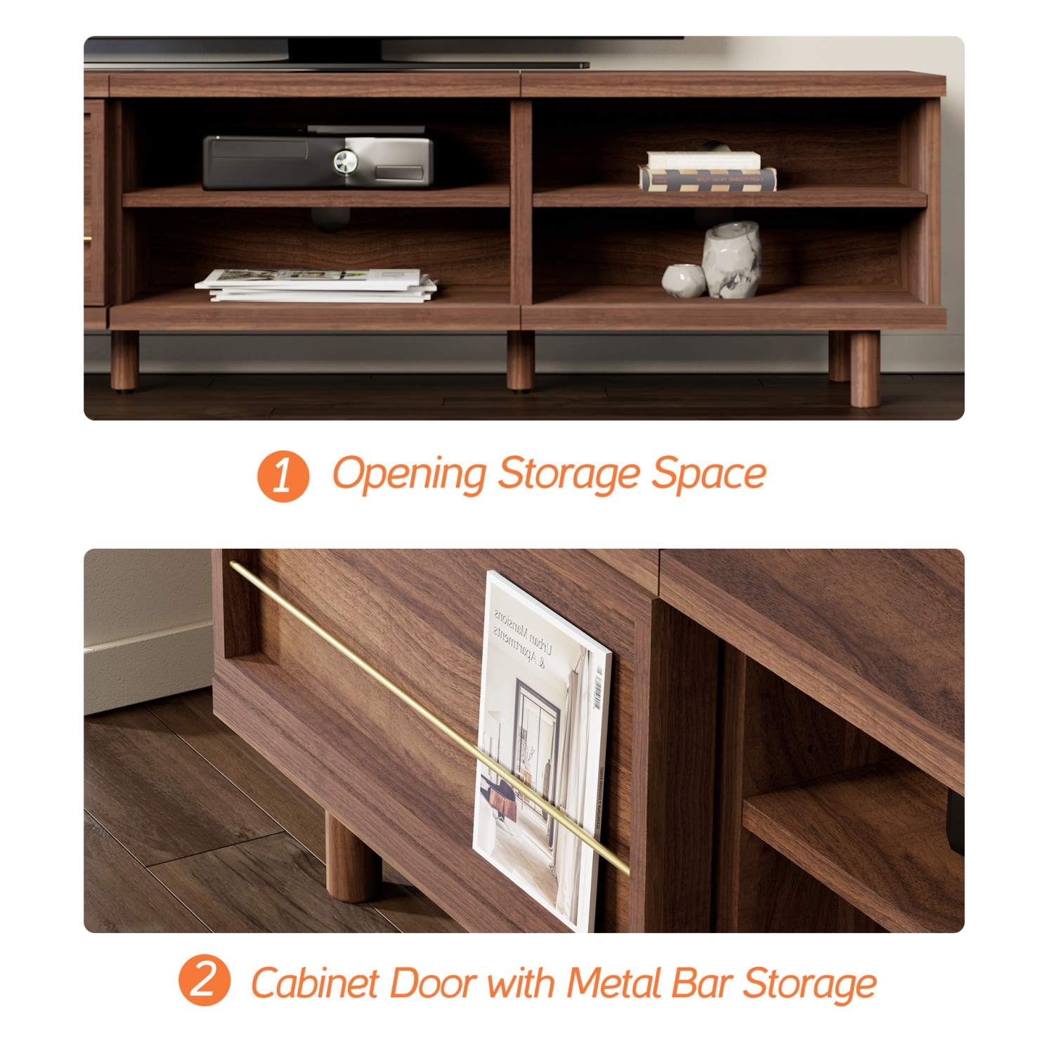 WAMPAT Modern 59" TV Stand for TVs up to 65 in, Wood TV Entertainment Center TV Console with Storage Cabinets &Shelves for Living Room Bedroom,