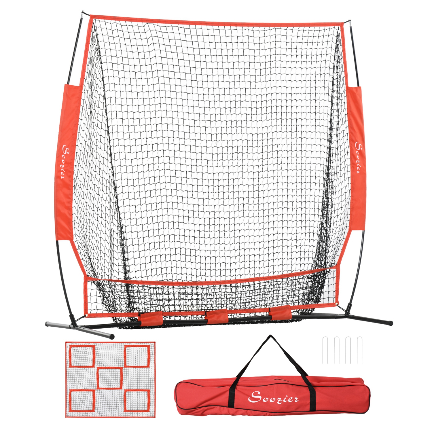 Soozier 6 x 6 ft Baseball Net for Hitting and Pitching, Softball Baseball Practice Net with 5 Targets for Golf and American Football, Portable with Carry Bag