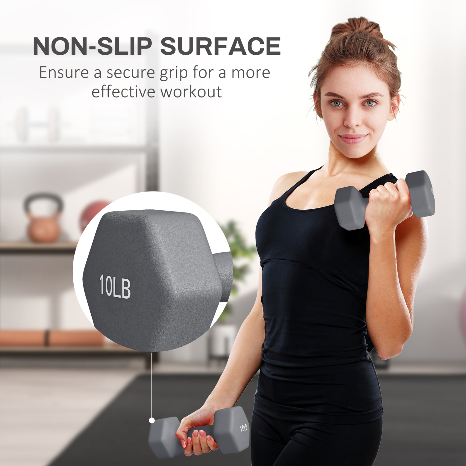 Soozier – Ensemble de 2 haltères hexagonaux, paire de poids avec prise antidérapante pour entraînement à domicile, 2 x 10LBS lb