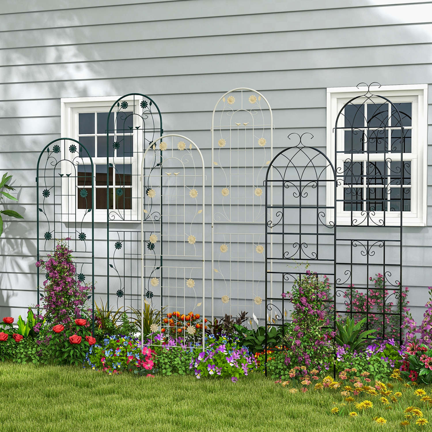 Costway 4 Pack Rustproof Metal Garden Trellis 71" x 20" Wire Lattice Panel for Patio