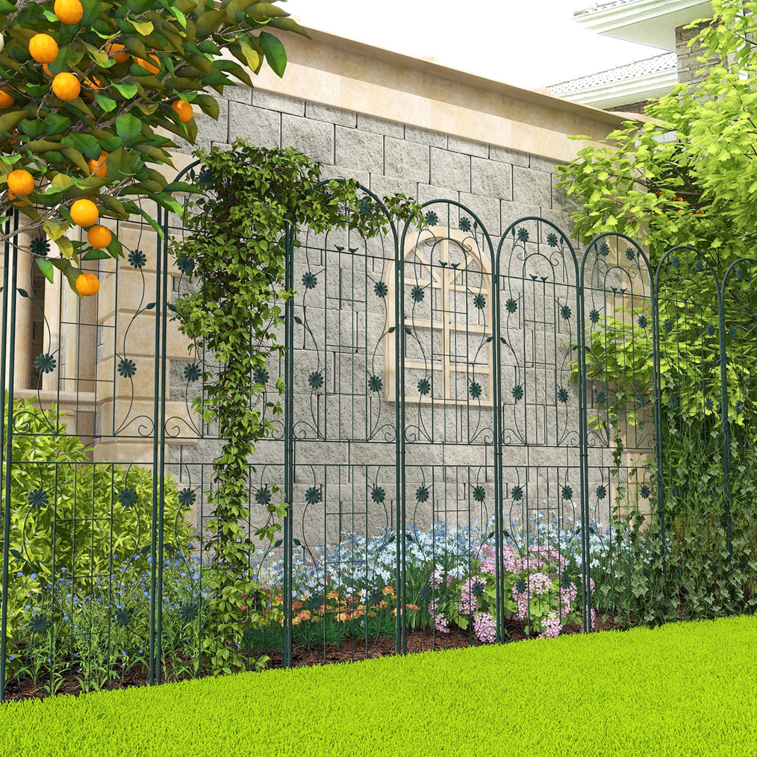 Costway 4 Pack Rustproof Metal Garden Trellis 71" x 20" Wire Lattice Panel for Patio