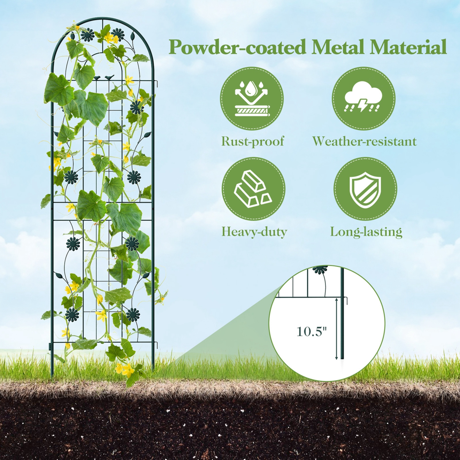 Costway 4 Pack Rustproof Metal Garden Trellis 71" x 20" Wire Lattice Panel for Patio