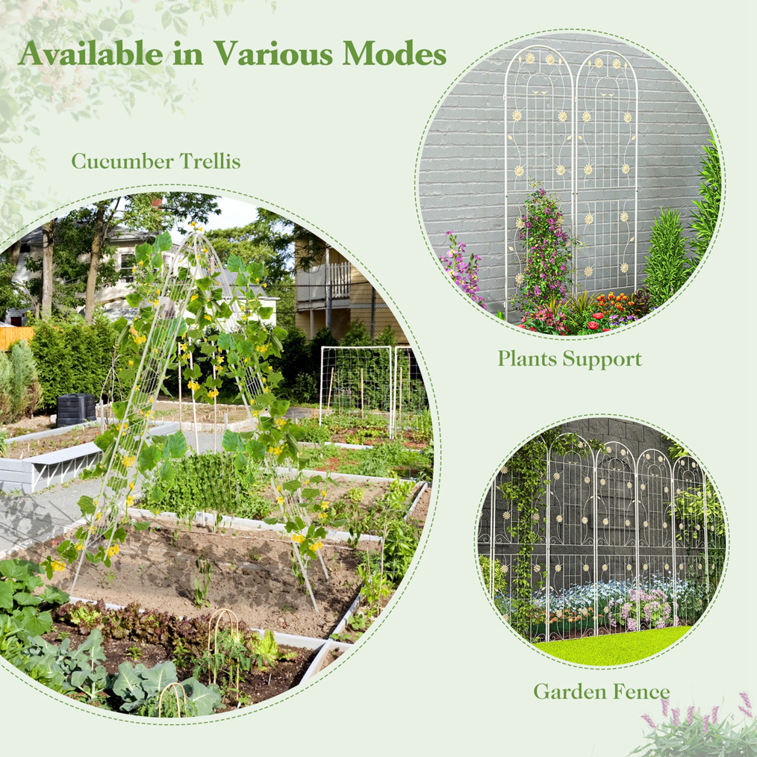 Costway 4 Pack Rustproof Metal Garden Trellis 71" x 20" Wire Lattice Panel for Patio