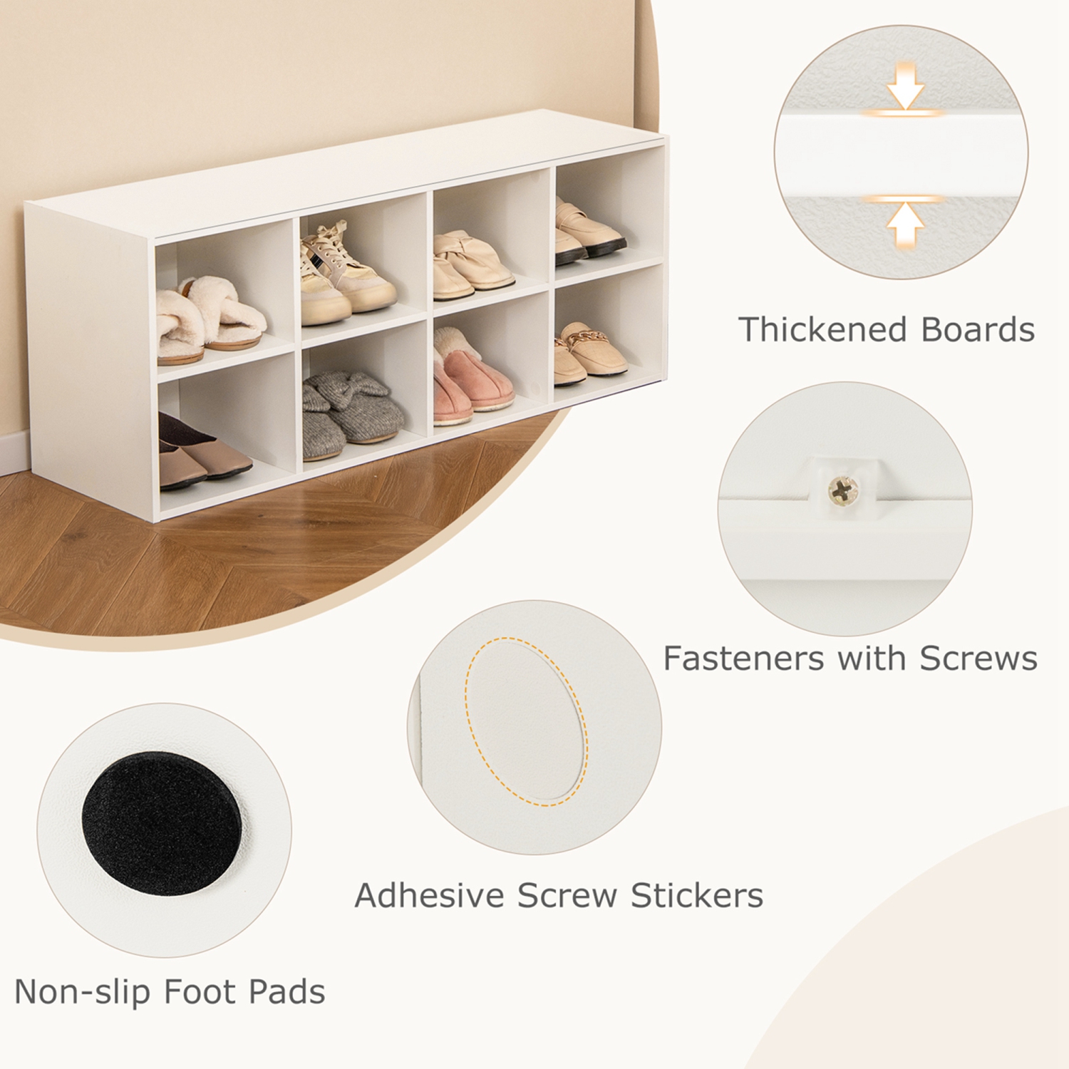 Costway 8 Cubbies Shoe Bench with 500 LBS Weight Capacity Cubby Shoe Rack Storage Cabinet