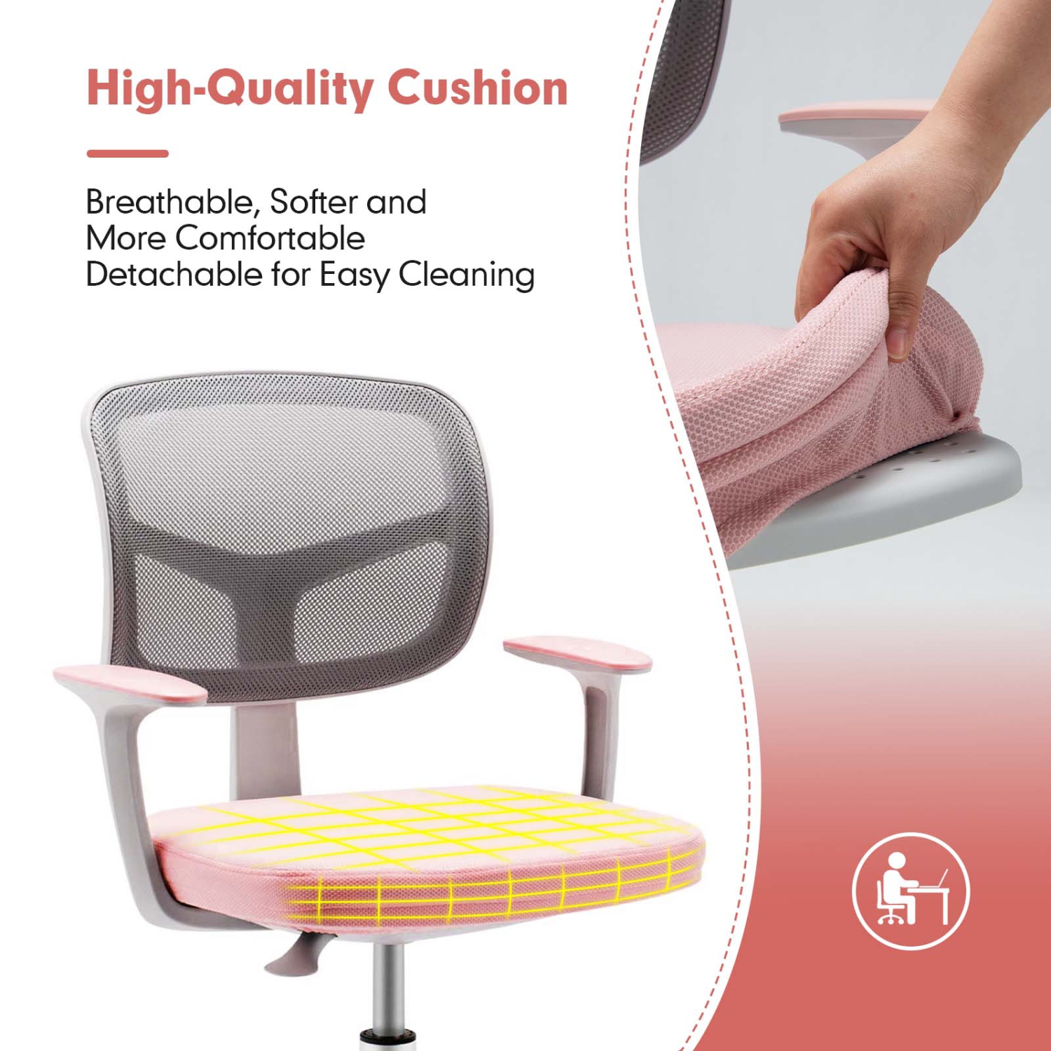 Fauteuil en filet pour enfants avec accoudoirs à verrouillage automatique de Costway pivotant à 360 degrés