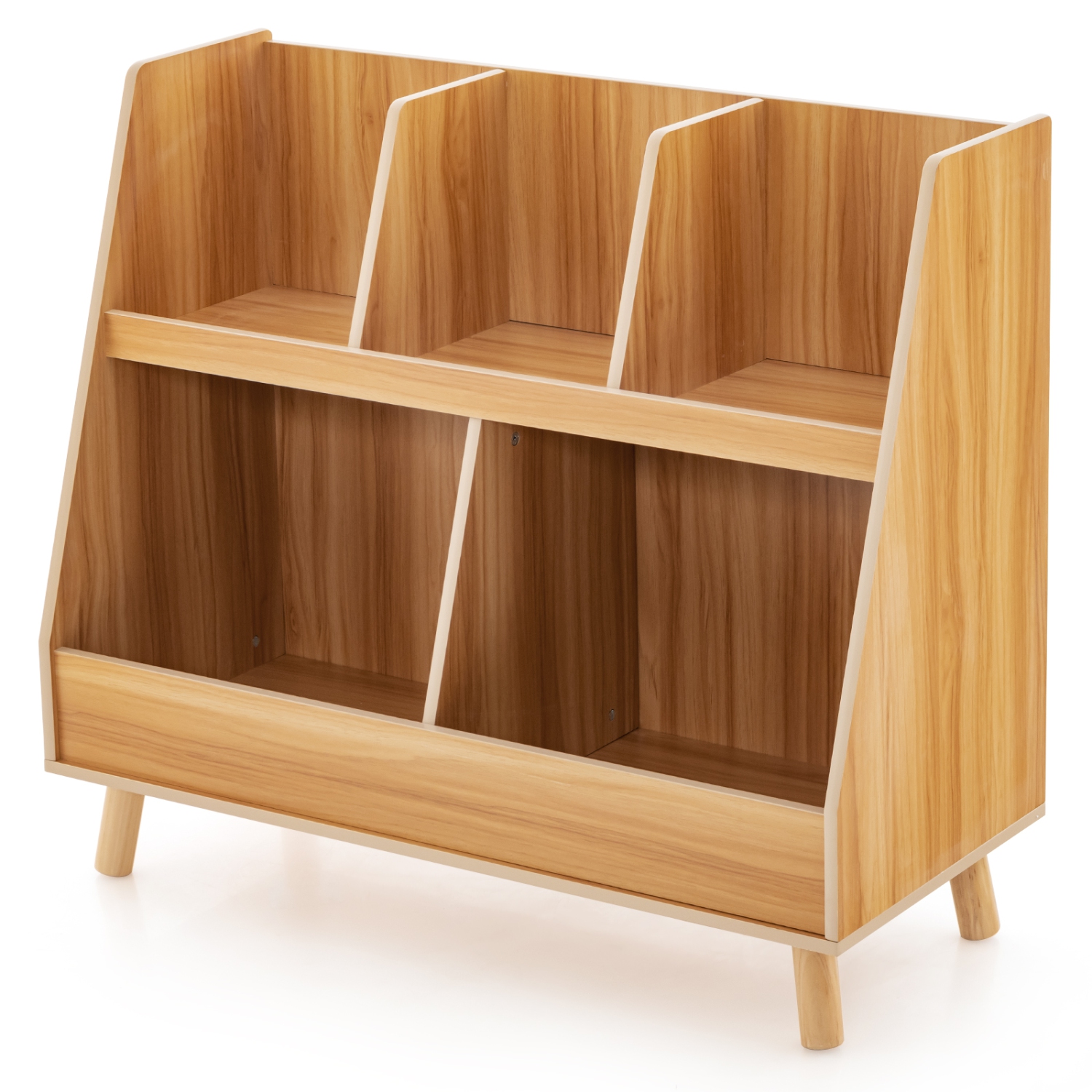 Bibliothèque de rangement en bois à 5 cubes avec pattes en bois pour enfants de Costway