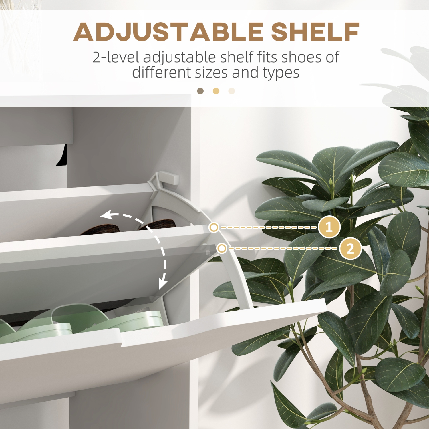 HOMCOM Shoe Cabinet with 4 Flip Drawers and Adjustable Shelf, Shoe Storage Cabinet for Entryway, Hallway, Holds 8-16 Pairs of Shoes, White