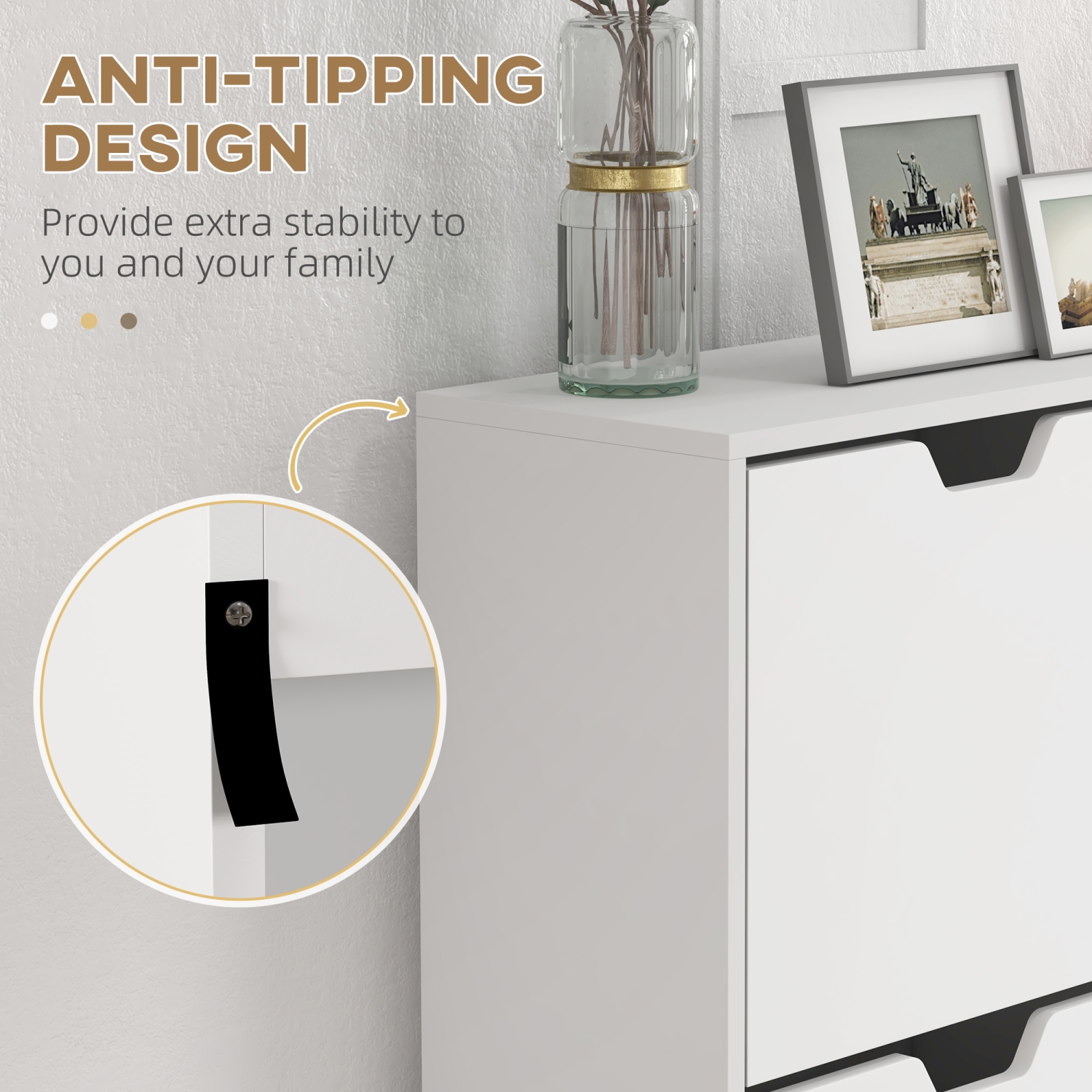 HOMCOM Shoe Cabinet with 4 Flip Drawers and Adjustable Shelf, Shoe Storage Cabinet for Entryway, Hallway, Holds 8-16 Pairs of Shoes, White