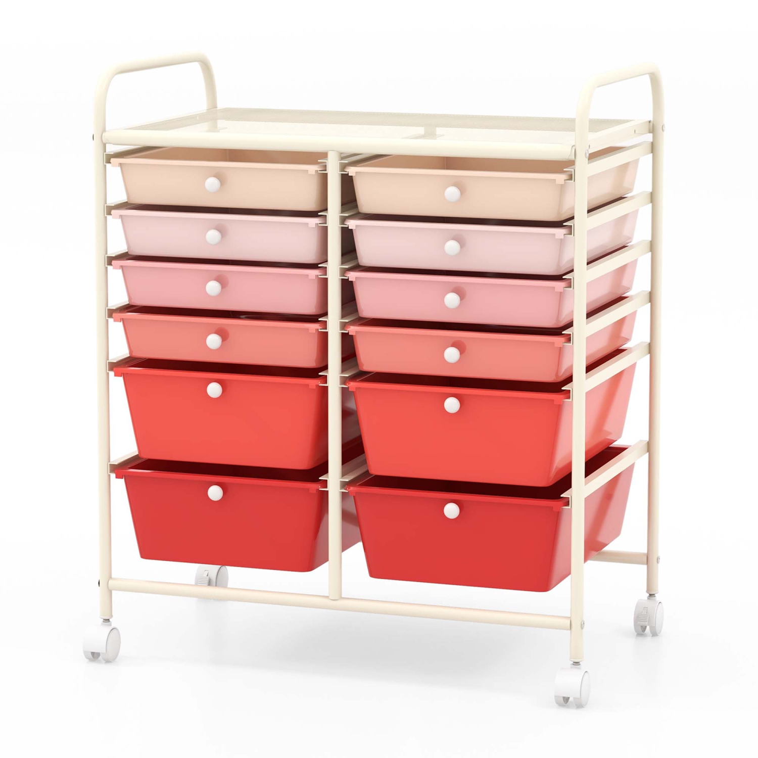 Costway 12 Drawers Rolling Cart Storage Mutlicolor Scrapbook Paper Studio Organizer Bins