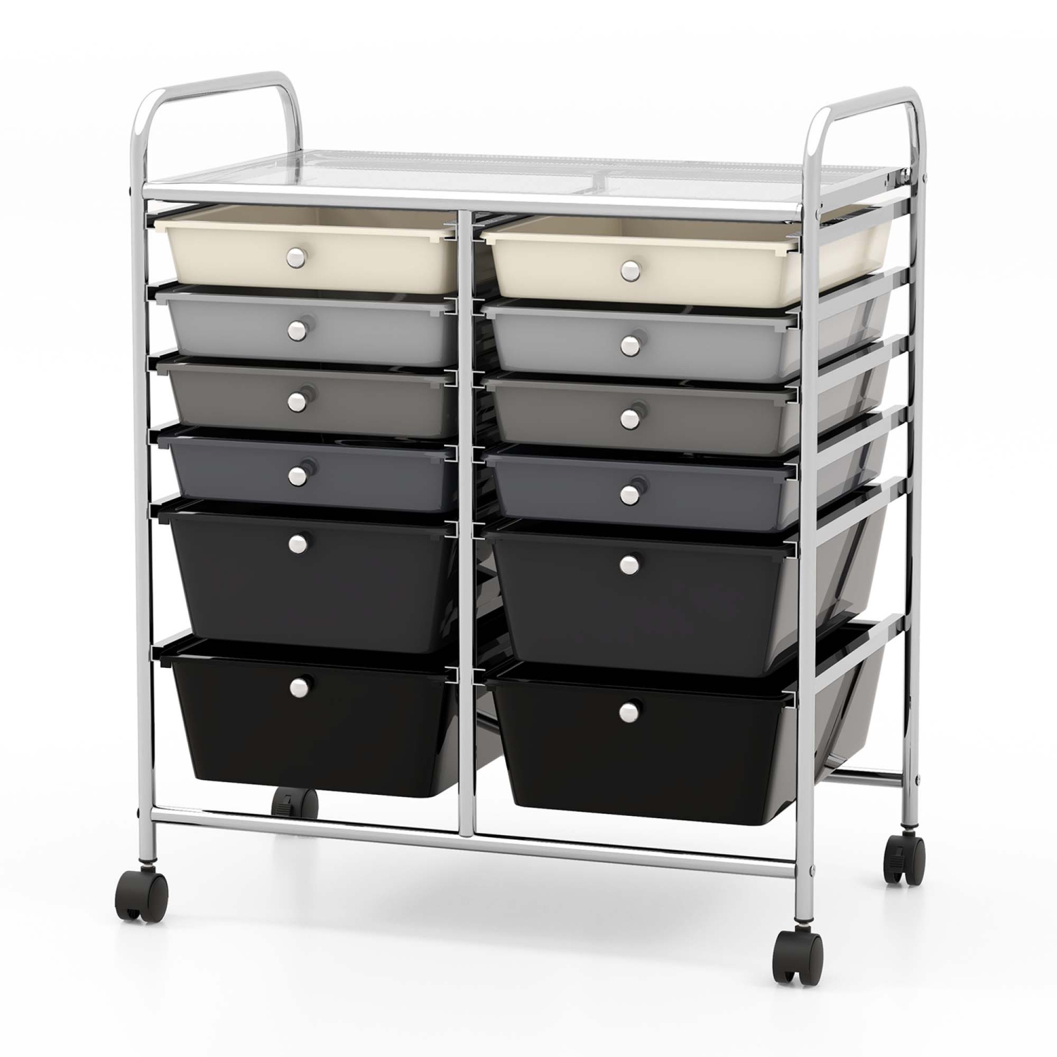 Costway 12 Drawers Rolling Cart Storage Mutlicolor Scrapbook Paper Studio Organizer Bins