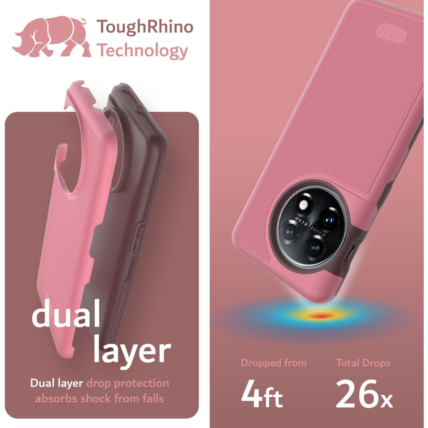 TUDIA MergeGrip OnePlus 11 Case 5G Dual Layer - Smokey Pink