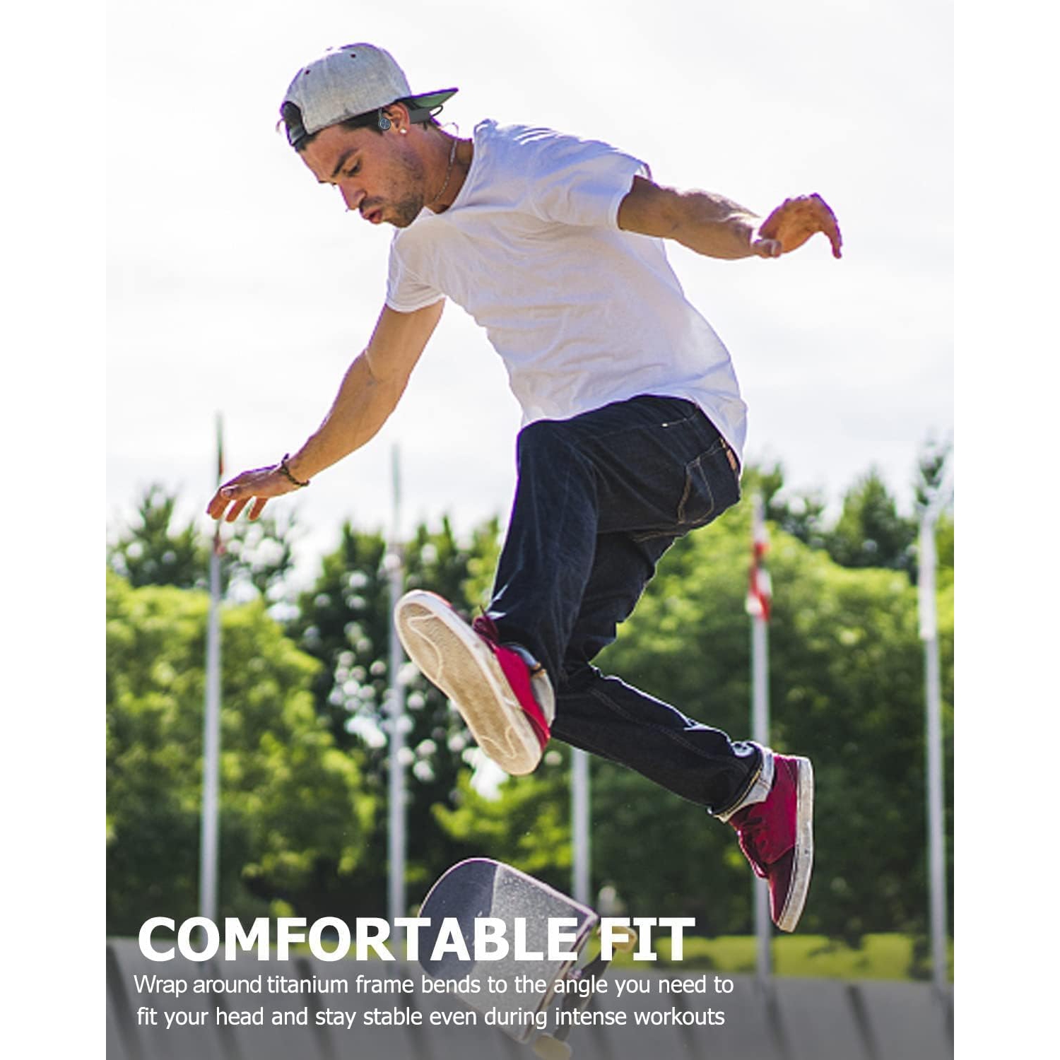 Écouteurs à conduction osseuse BT5,3 de MONODEAL Casque d'écoute sans fil étanche IPX5 avec microphone Sport longue autonomie pour vélo d'exercice de