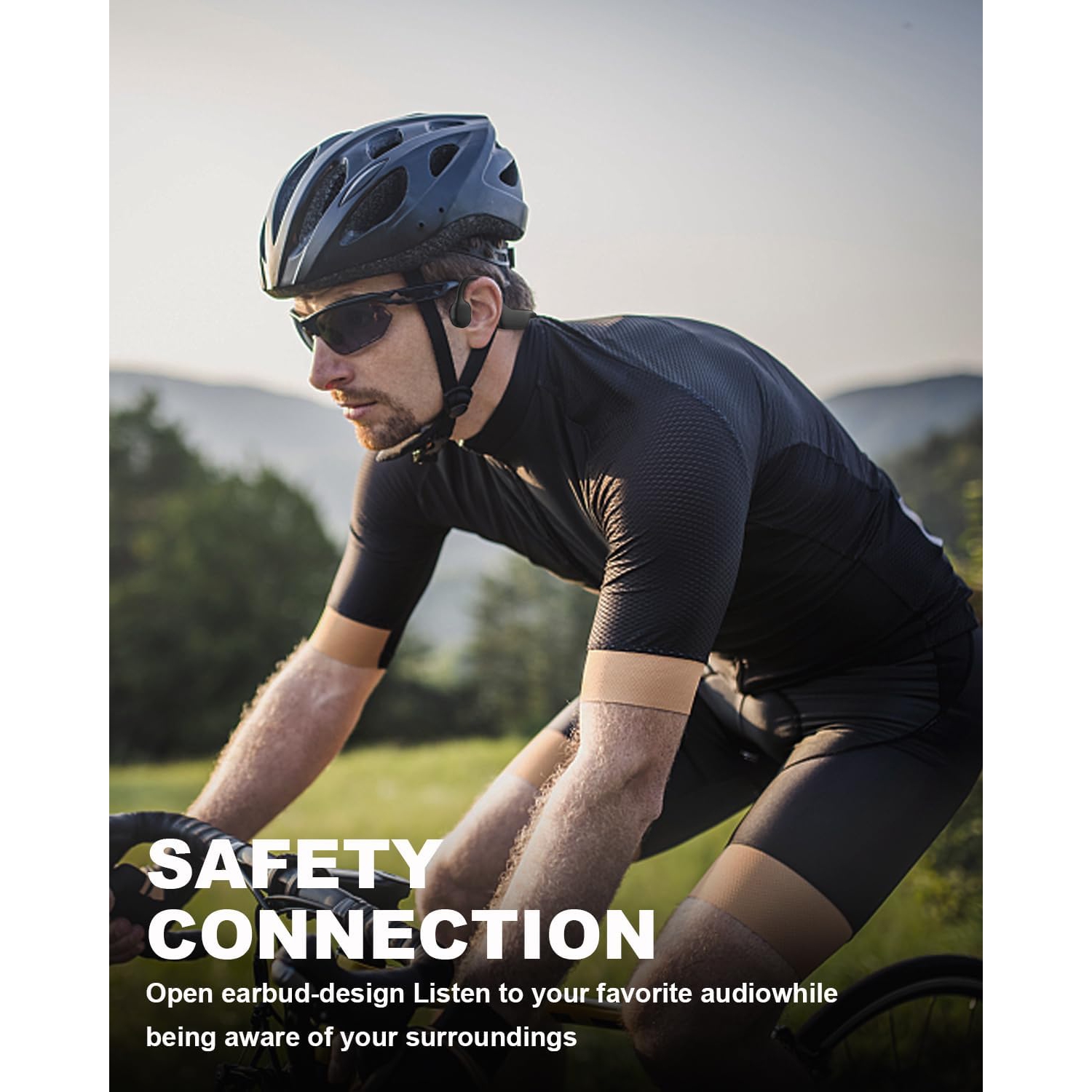 SANOTO Bone Conduction Headphones Wireless Open Ear Headphones IPX7 Waterproof Sweatproof Bluetooth Earphones Sport Headphones for Running Bicycle