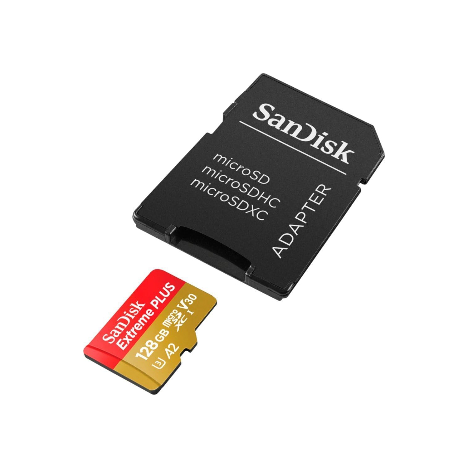 SanDisk Extreme Plus microSDXC UHS-I Card with Adapter, 128GB, SDSQXBD-128G-ANCMA