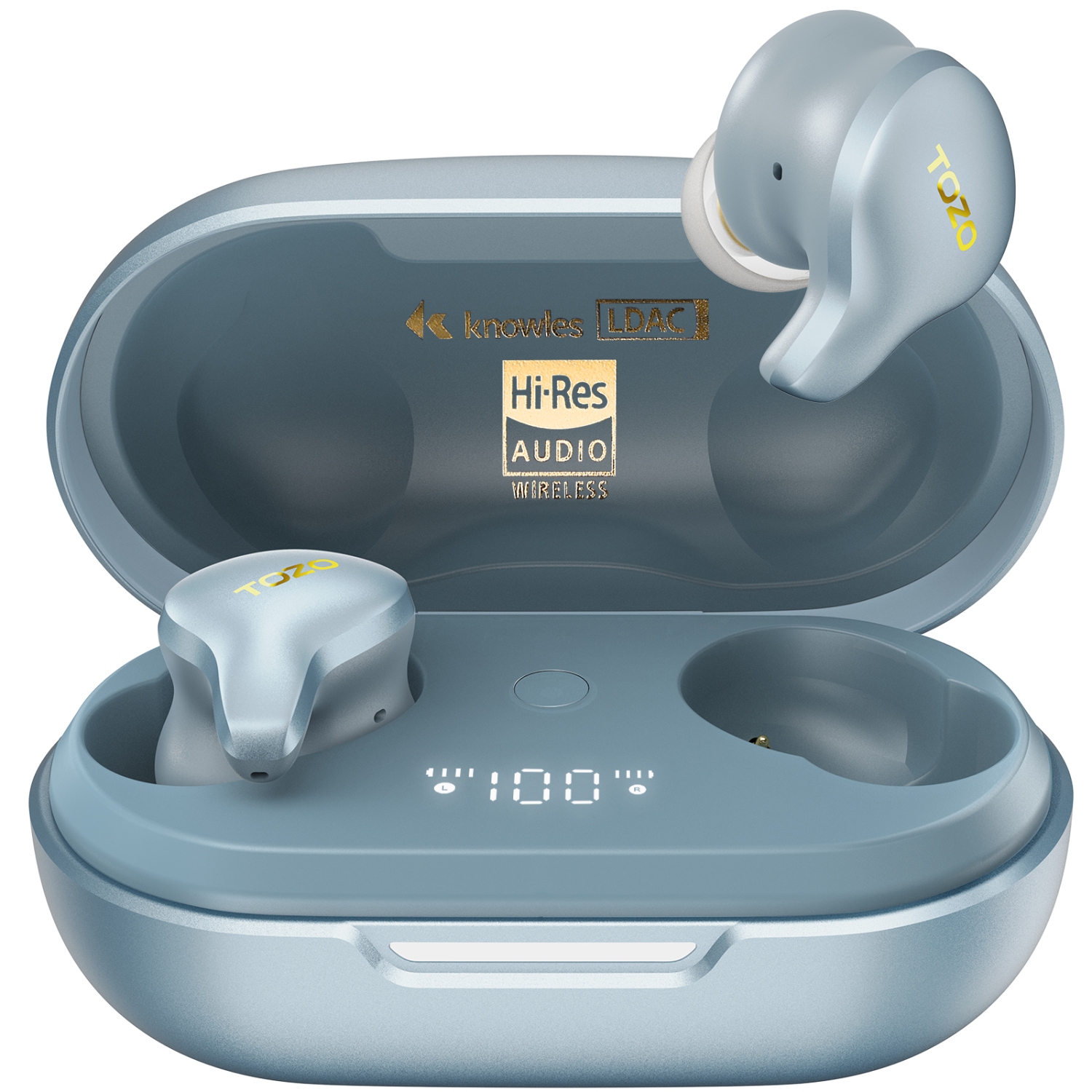 Écouteurs boutons sans fil Bluetooth LDAC et Hi-Res Audio Golden X1 de TOZO - Bleu