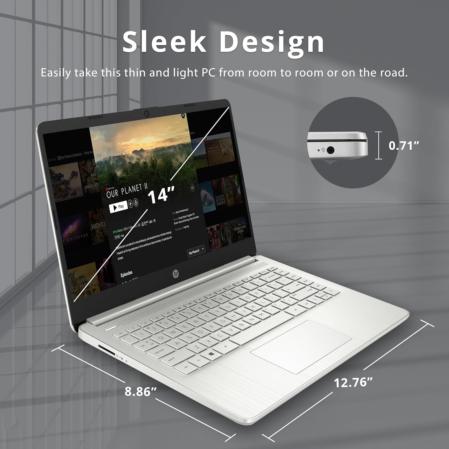 HP Stream 14" HD Laptop, AMD Athlon 3050U, 64GB eMMC, 4GB RAM, ‎Intel UHD Graphics 600, Full-size Keyboard, 720p HD Camera, 1-Year Microsoft 365,