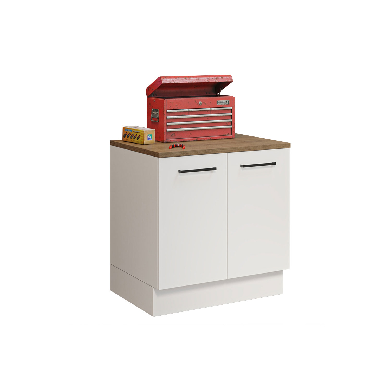 Madesa Compact Garage and Utility Room Base Storage Cabinet with 2 Doors and Shelf 33 Inch Organization Unit - White