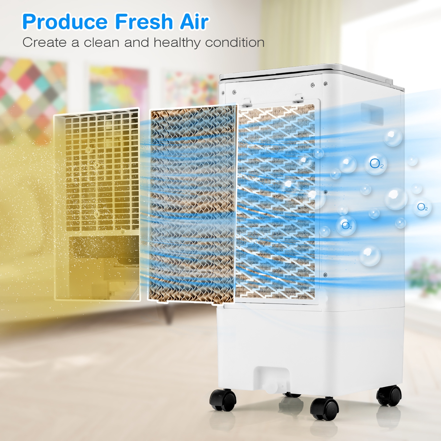 Costway 3-in-1 Evaporative Air Cooler Portable Air Cooling Fan w/ Fan & Humidifier