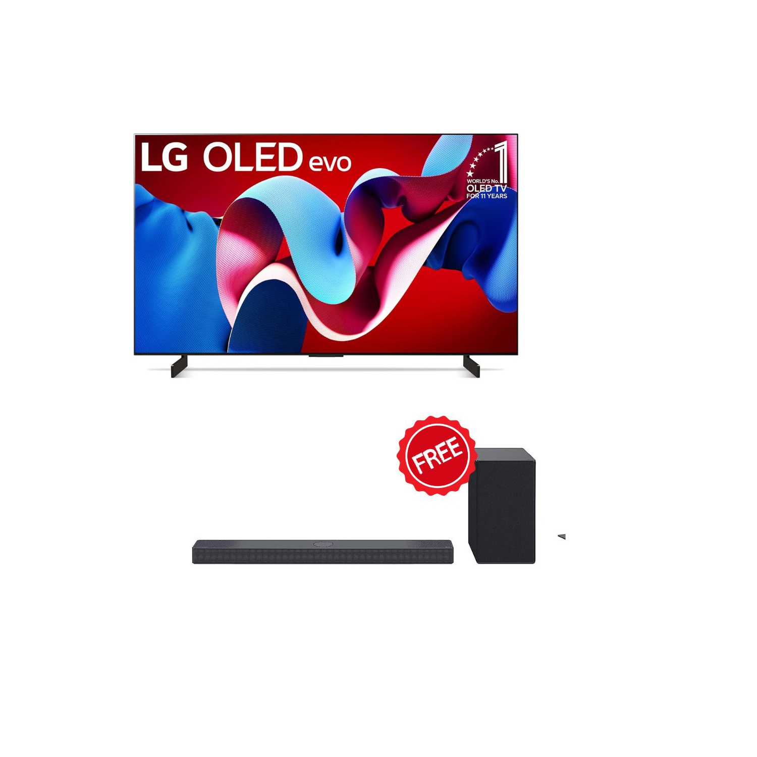 LG 65-Inch C4 OLED evo 4K Smart TV - α9 AI Processor 4K, Alexa Built-in, 144Hz Refresh Rate, HDMI 2.1, G-Syncos (OLED65C4PUA+Soundbar)