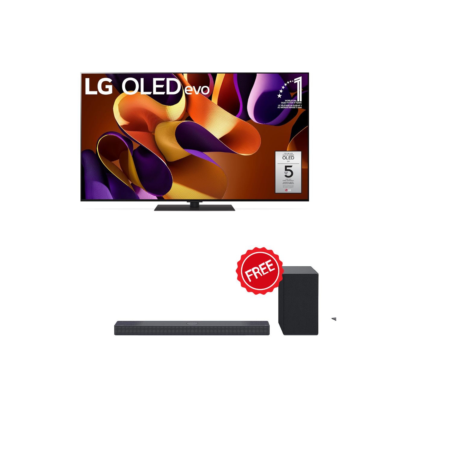 LG 77-Inch G4 OLED evo 4K Smart TV - α11 AI Processor 4K, Alexa Built-in, 144Hz Refresh Rate, HDMI 2.1, G-Sync, FreeSync, Dolby Vision(OLED77G4WUA+Soundbar)