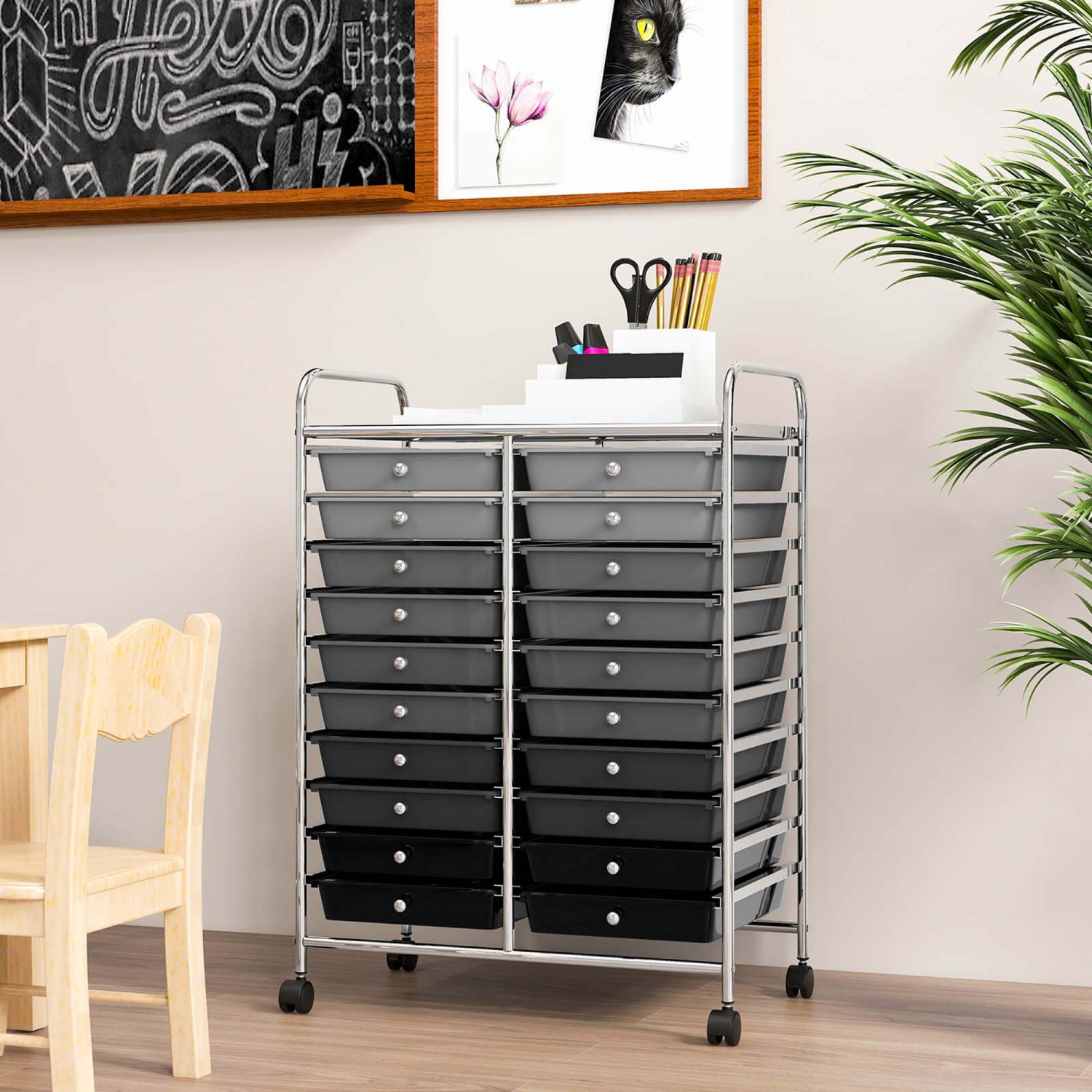 Costway 20 Drawers Rolling Cart Storage Scrapbook Paper Studio Organizer Bins
