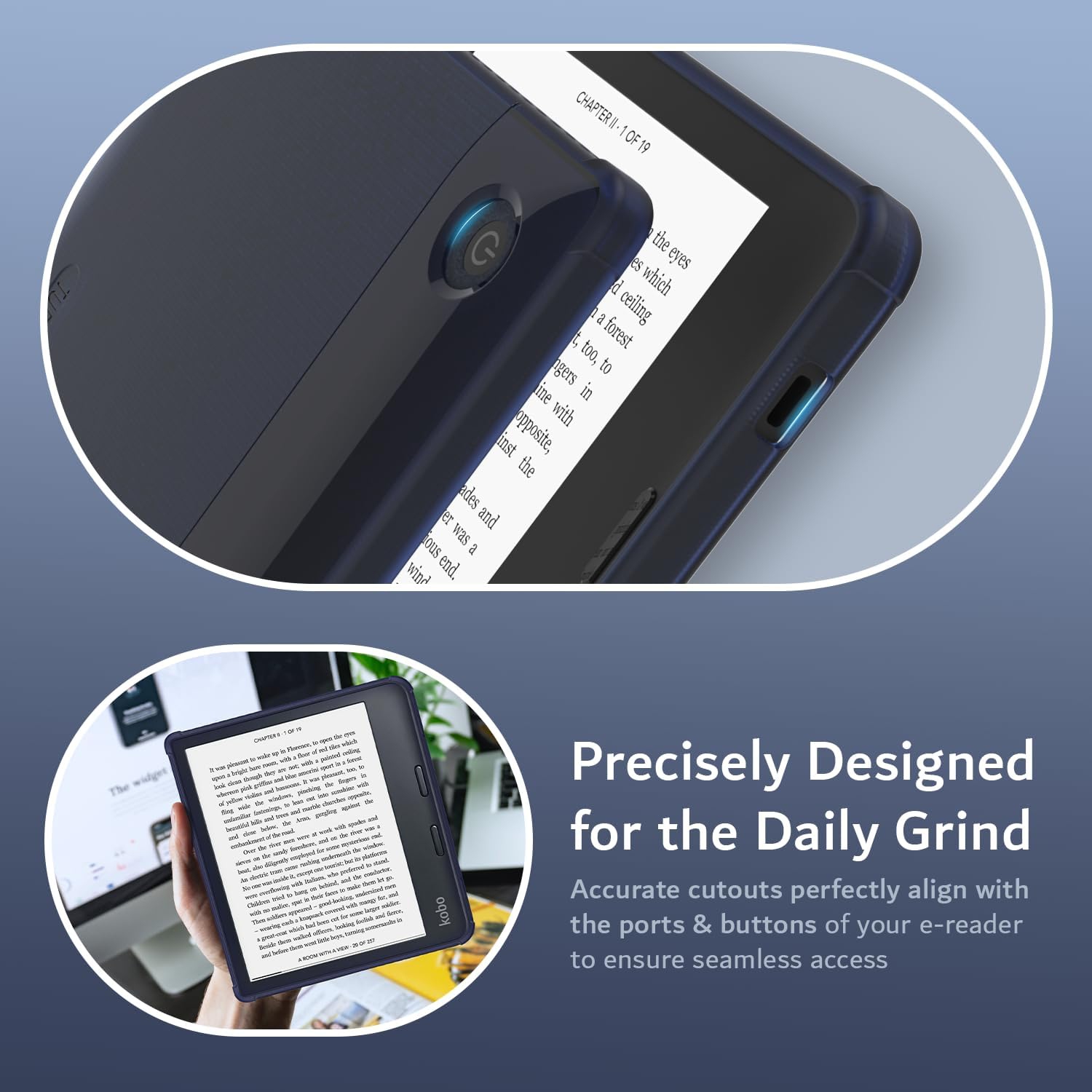 TUDIA SKN Kobo Libra 2 Case Clear Case - Frosted Blue