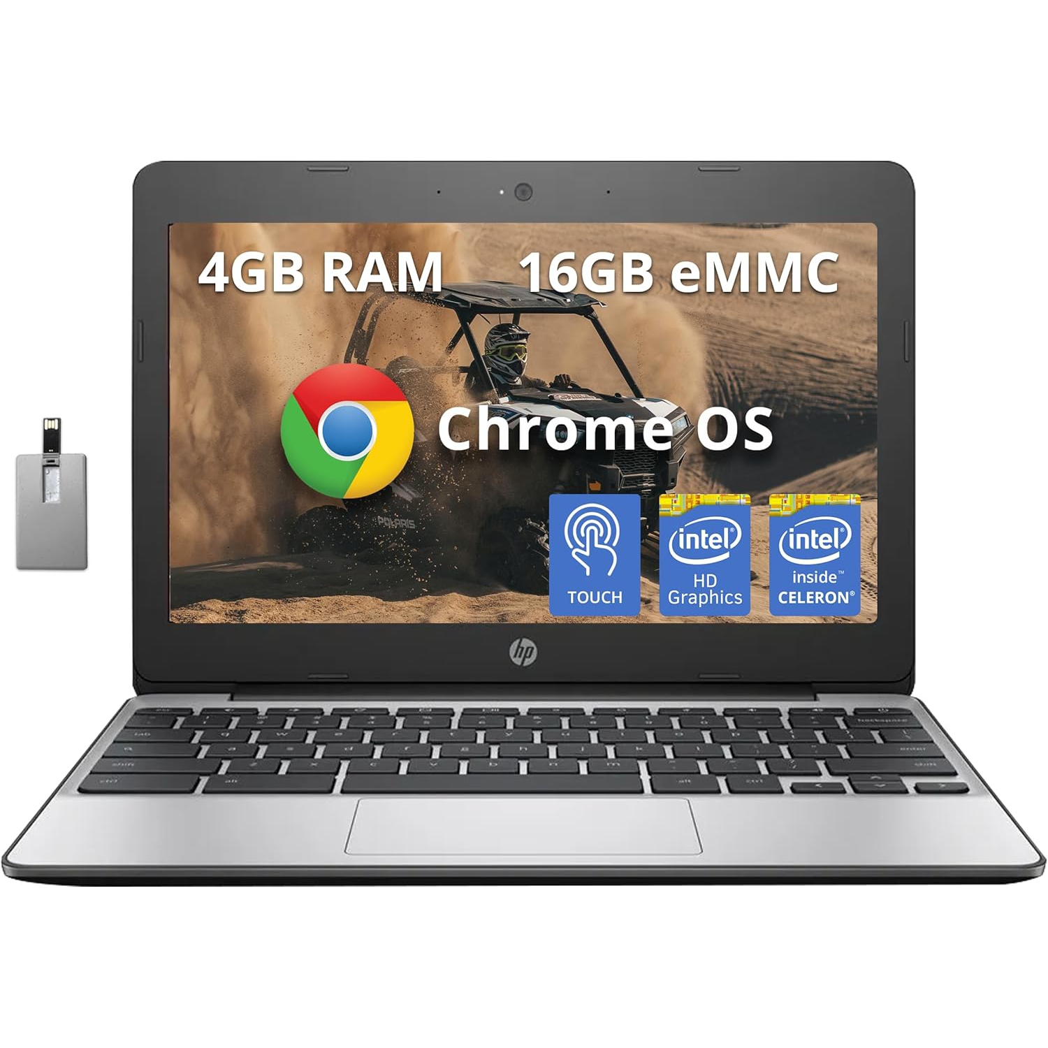 HP Chromebook 11.6" HD Anti-glare Laptop, Intel Celeron N3060, 16GB eMMC, 4GB RAM, Intel HD Graphics, Island-style Keyboard, Webcam, Chrome OS, Gray,