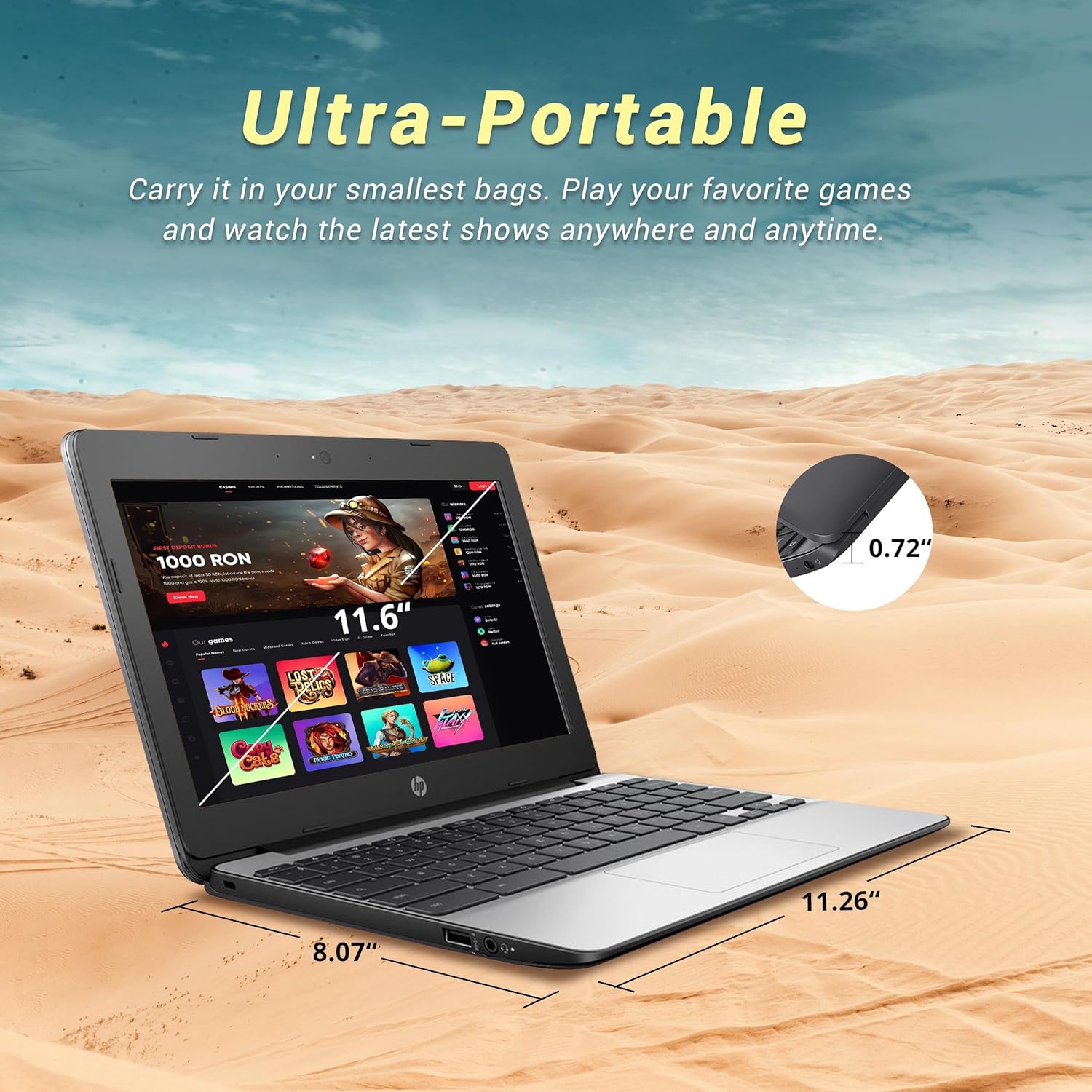 HP Chromebook 11.6" HD Anti-glare Laptop, Intel Celeron N3060, 16GB eMMC, 4GB RAM, Intel HD Graphics, Island-style Keyboard, Webcam, Chrome OS, Gray,