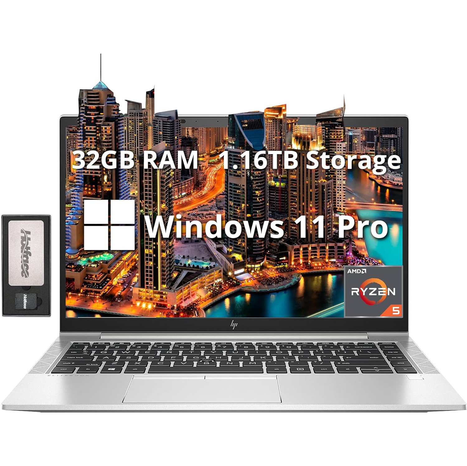 HP EliteBook 845 G7 14" FHD Laptop, AMD Ryzen 5 Pro 4650U, 1.16TB Storage(1TB SSD+160GB Docking Station Set), 32GB RAM, AMD Radeon Graphics, Fingerprint, Backlit KB, Win 11 Pro