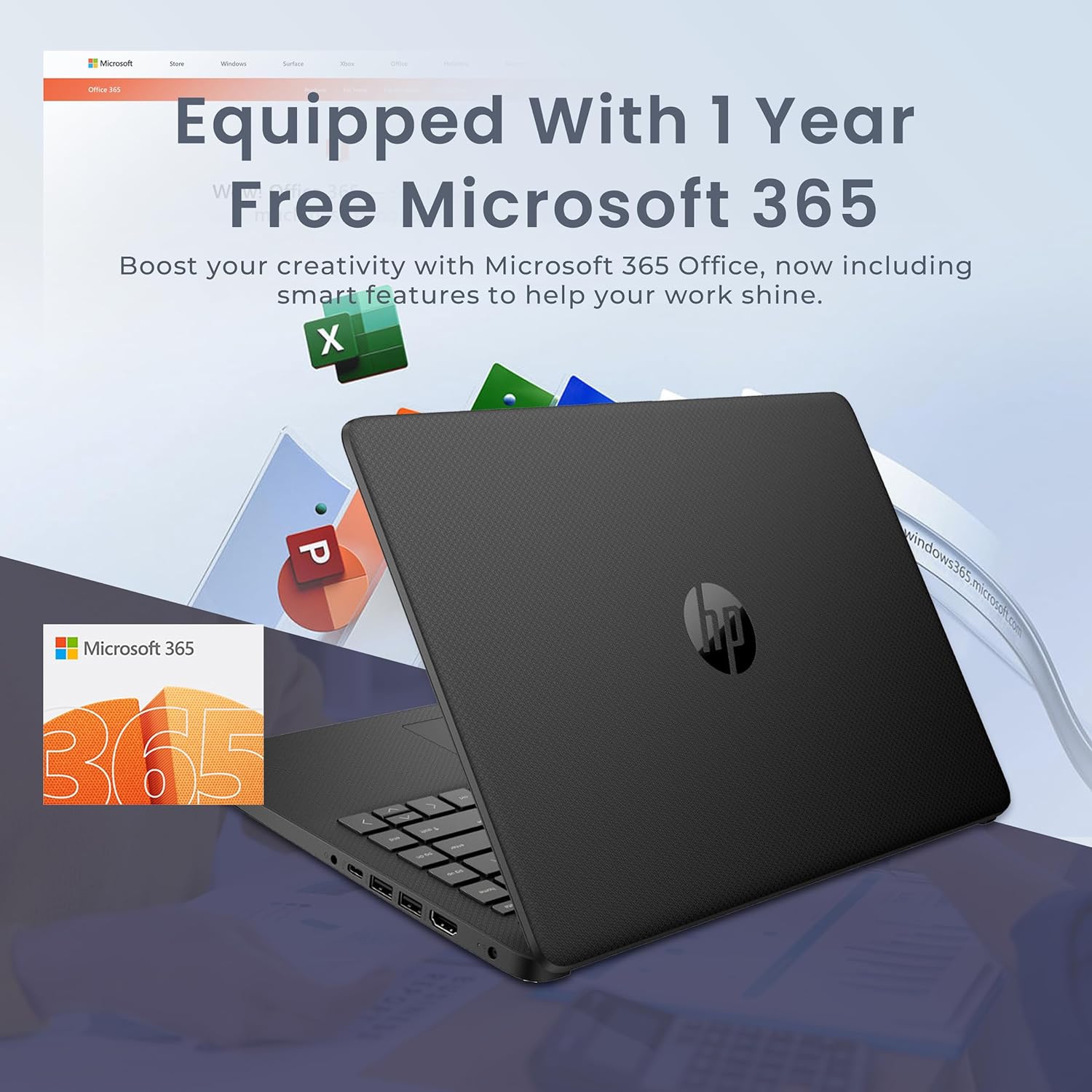 HP Stream 14" HD Laptop, Intel Celeron N4120, 288GB Storage(128GB eMMC+160GB Docking Station Set), 8GB RAM, Intel UHD Graphics, Webcam, 1 Year Office