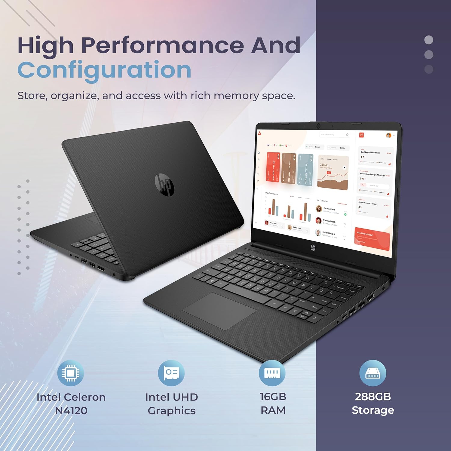 HP Stream 14" HD Laptop, Intel Celeron N4120, 288GB Storage(128GB eMMC+160GB Docking Station Set), 16GB RAM, Intel UHD Graphics, Webcam, 1 Year