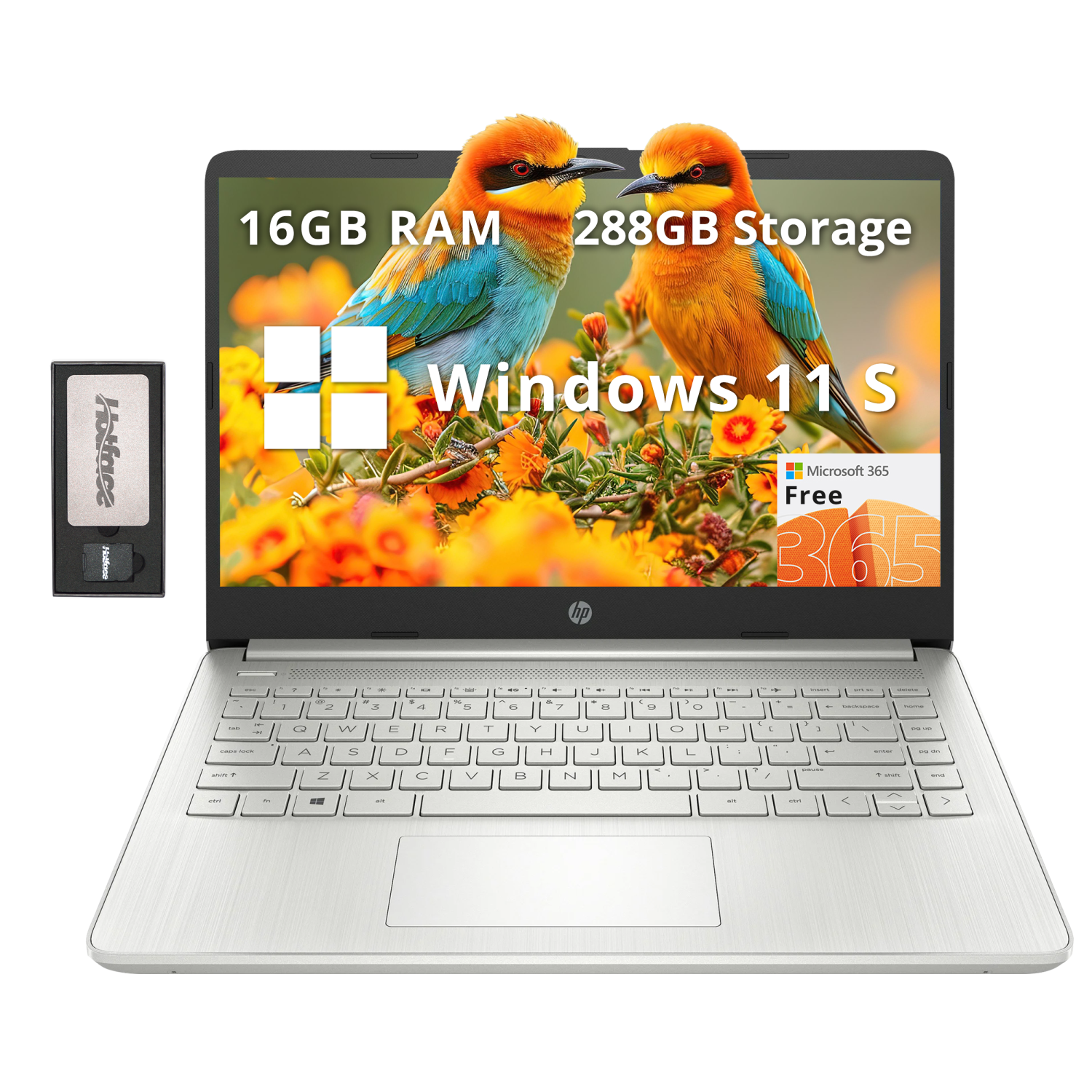 HP Stream 14" HD Laptop, Intel Celeron N4120, 288GB Storage(128GB eMMC+160GB Docking Station Set), 16GB RAM, Intel UHD Graphics, Webcam, 1 Year