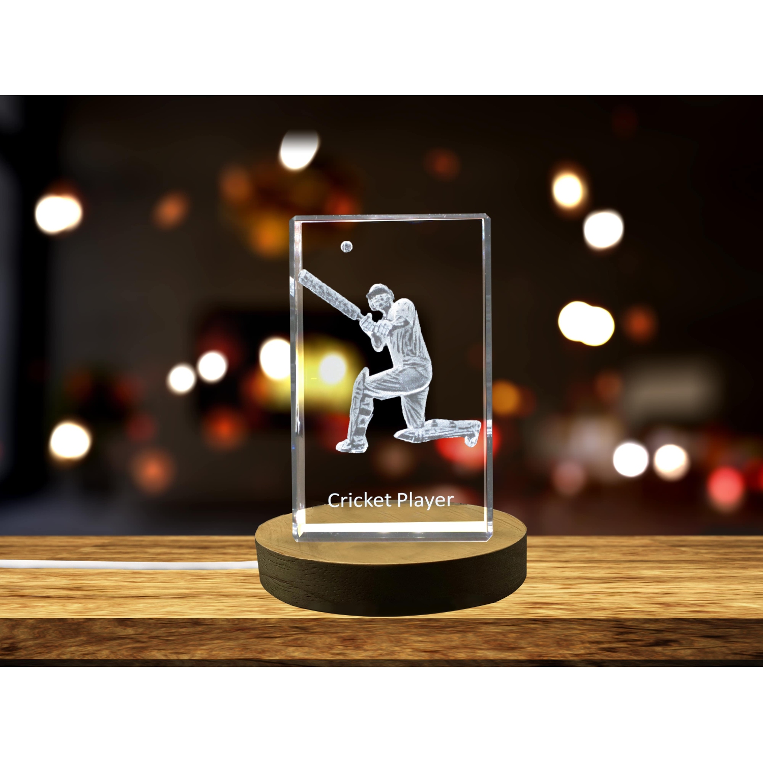 Cricket Player 3D Engraved Crystal Keepsake/Gift/Decor/Collectible/Souvenir