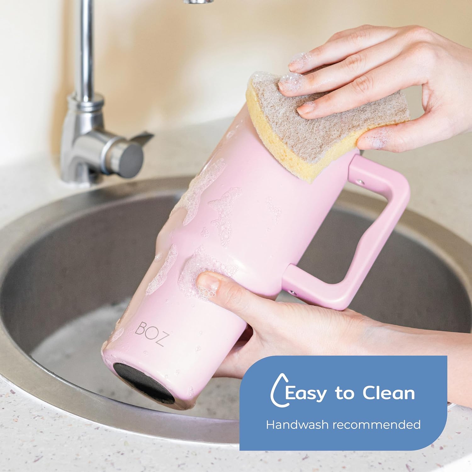 BOZ 40&nbsp;oz – gobelet avec poignée et couvercle à paille, bouteille d’eau isotherme en acier inoxydable, tasse de voyage réutilisable, idéal pour