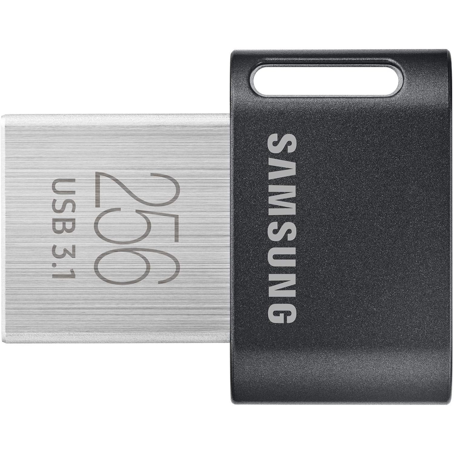 Samsung FIT Plus USB Flash Drive Type-A, 256GB, 400MB/s Read, 110MB/s Write, Compact USB 3.1 Flash Drive with Key Ring, Gray, MUF-256AB/APC