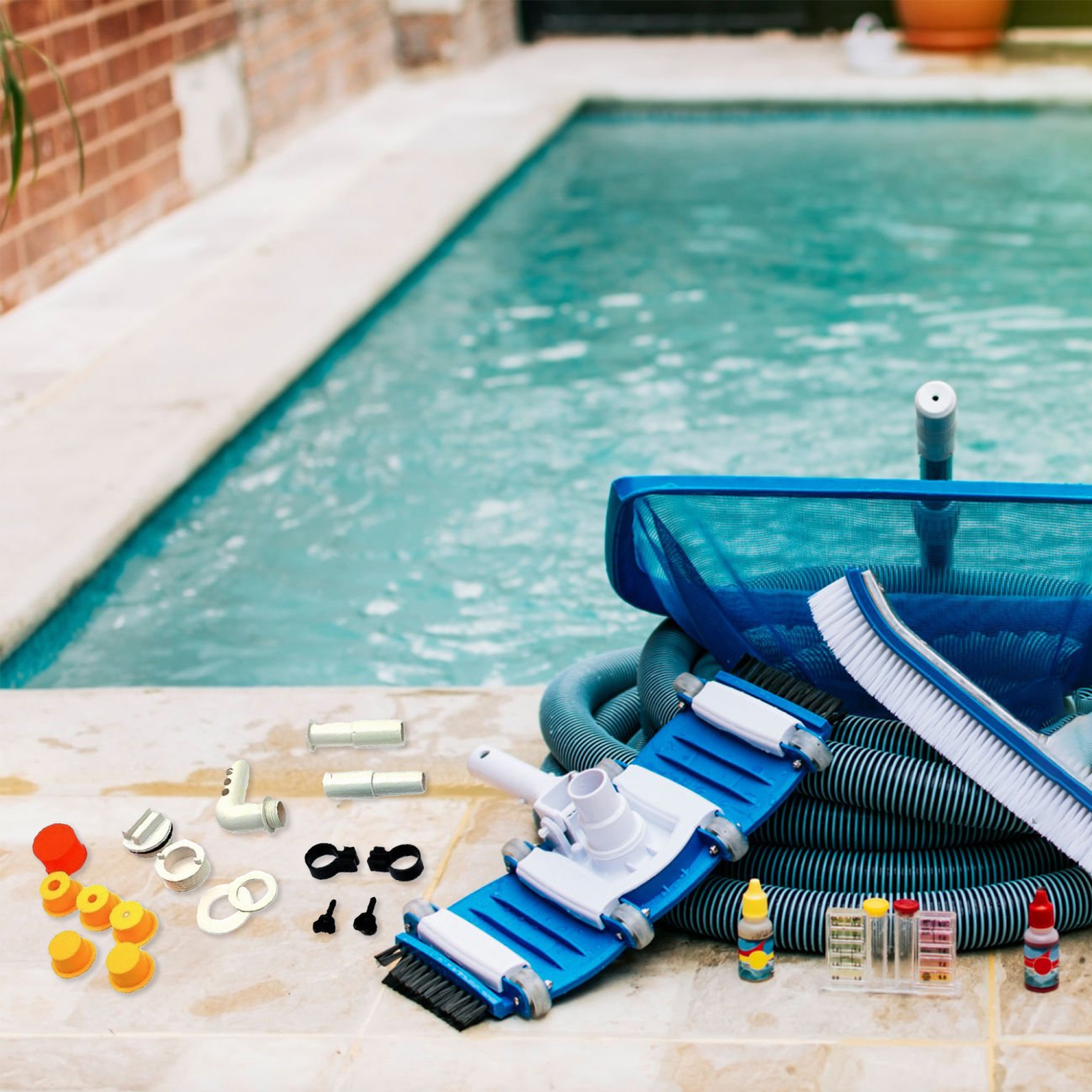 Ensemble de 14 accessoires Hydro blancs et jaunes pour piscines