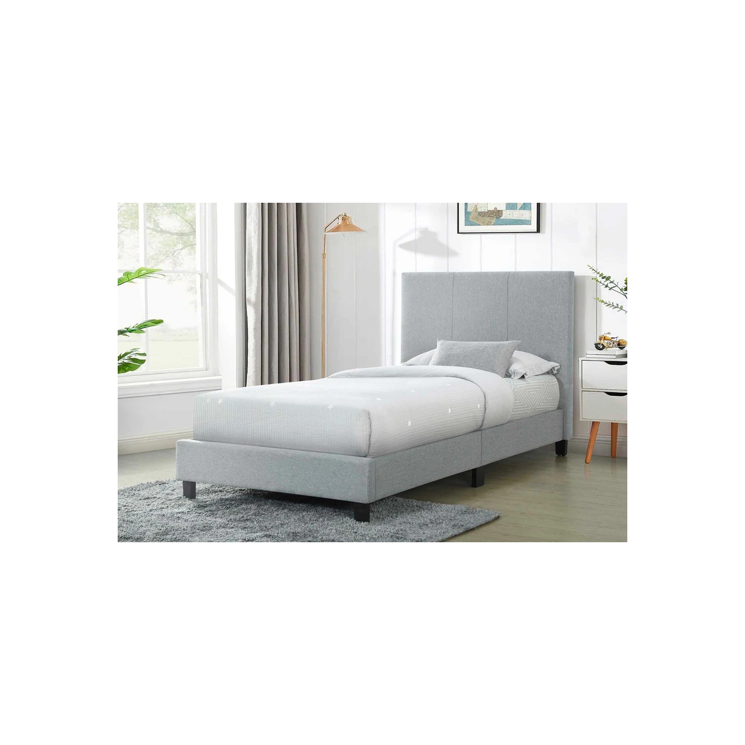 Queensons Uptown Single Bed Grey, No Box Spring Required