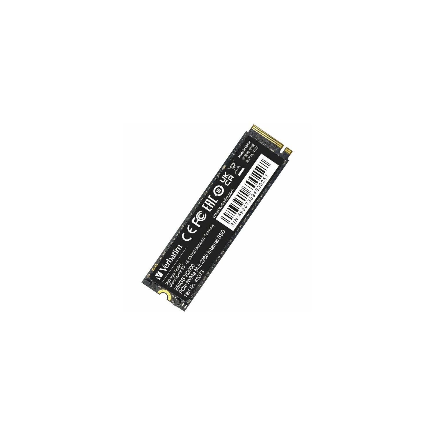 Verbatim 256GB Vi3000 PCIe NVMe M.2 2280 Internal SSD (49373)