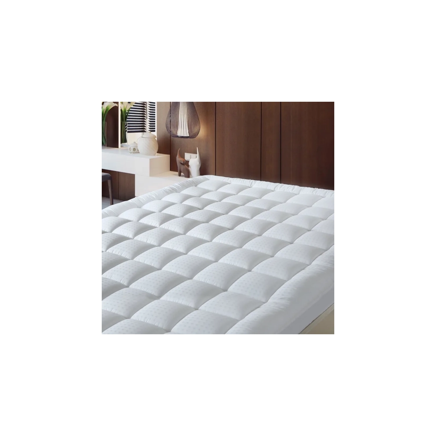 Queen Cooling Mattress Pad Topper - Cotton Quilted Pillow Top Protector - Deep Pocket Fits 8-21 Inch Mattresses