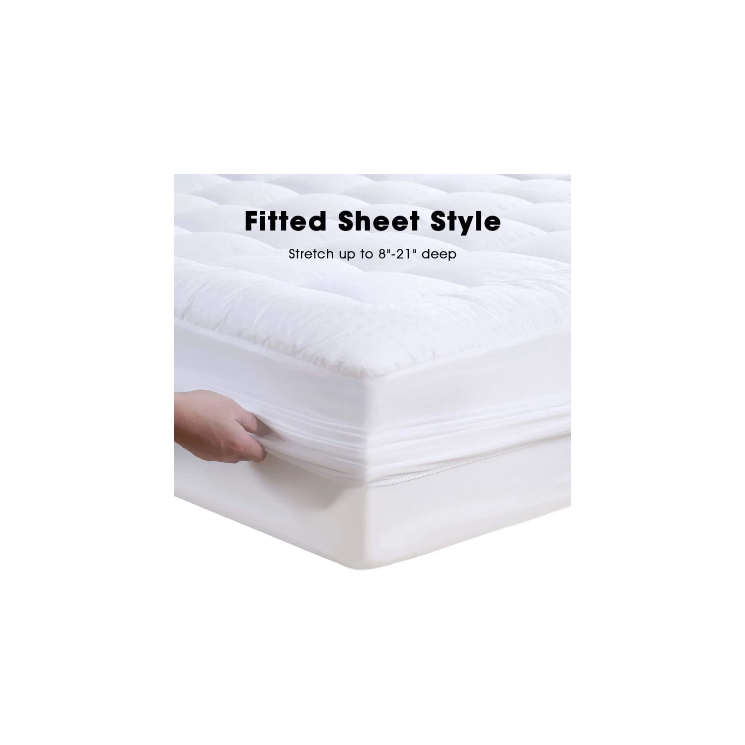 Queen Cooling Mattress Pad Topper - Cotton Quilted Pillow Top Protector - Deep Pocket Fits 8-21 Inch Mattresses