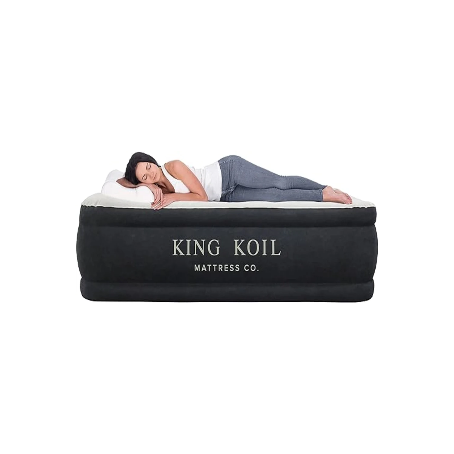 Grand matelas pneumatique de luxe avec pompe intégrée - lit gonflable de 20 po pour la maison, le camping & les invités - double hauteur, durable,