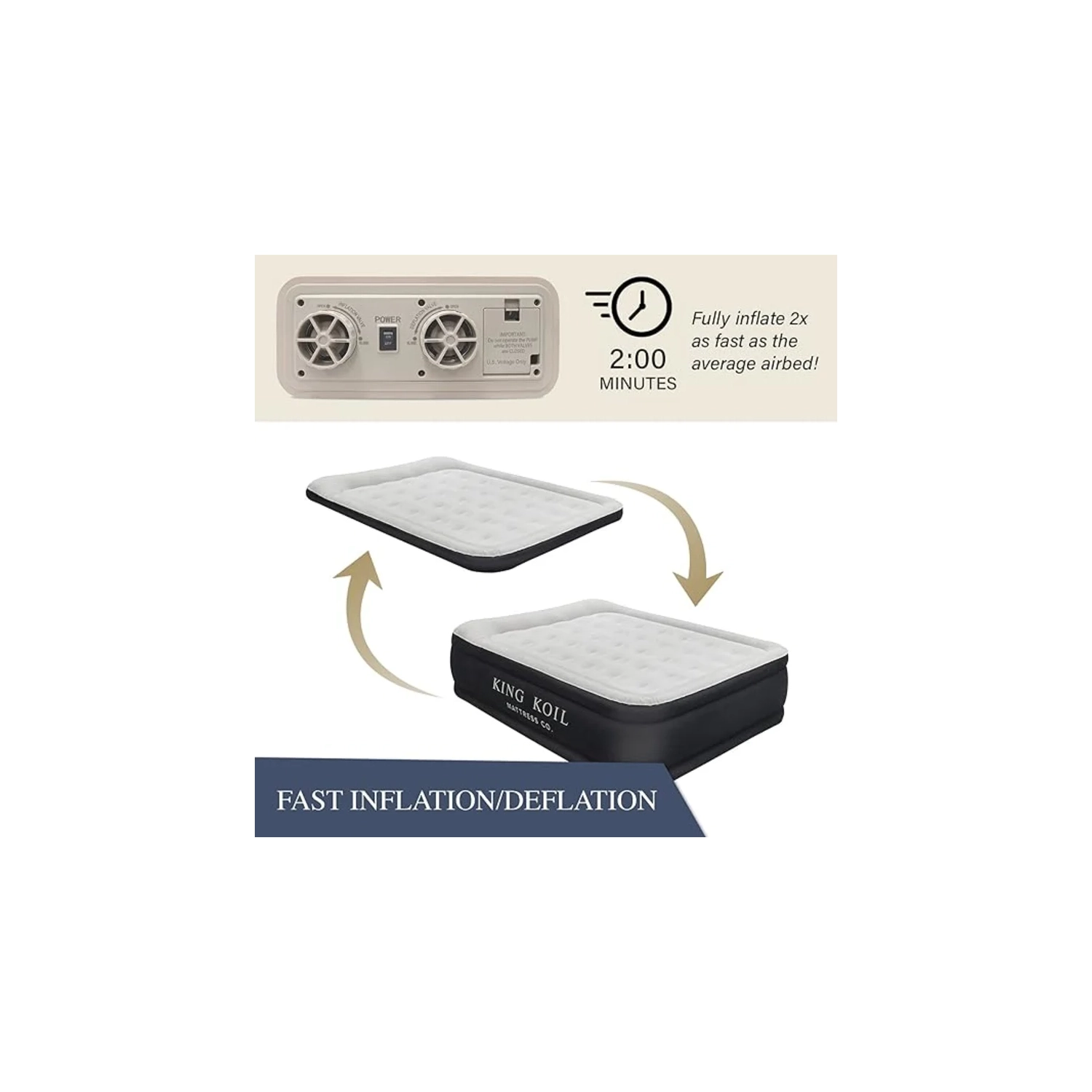 Grand matelas pneumatique de luxe avec pompe intégrée - lit gonflable de 20 po pour la maison, le camping & les invités - double hauteur, durable,