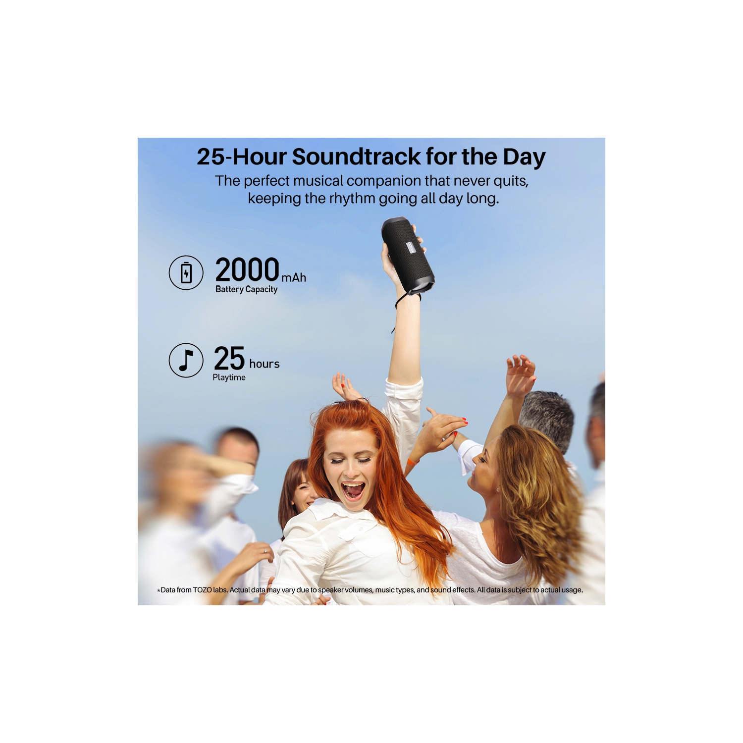 TOZO PA2 Waterproof Bluetooth Speaker Wireless Speaker Deep Bass Sound Support Calls&nbsp;-Black