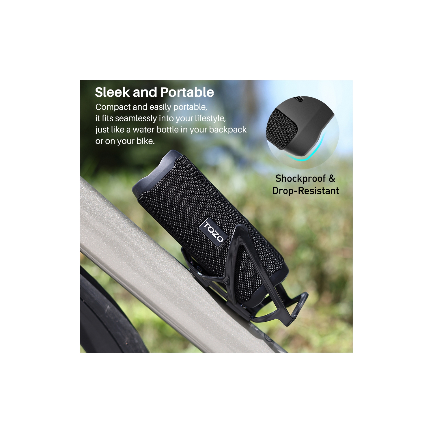 TOZO PA2 Waterproof Bluetooth Speaker Wireless Speaker Deep Bass Sound Support Calls&nbsp;-Black