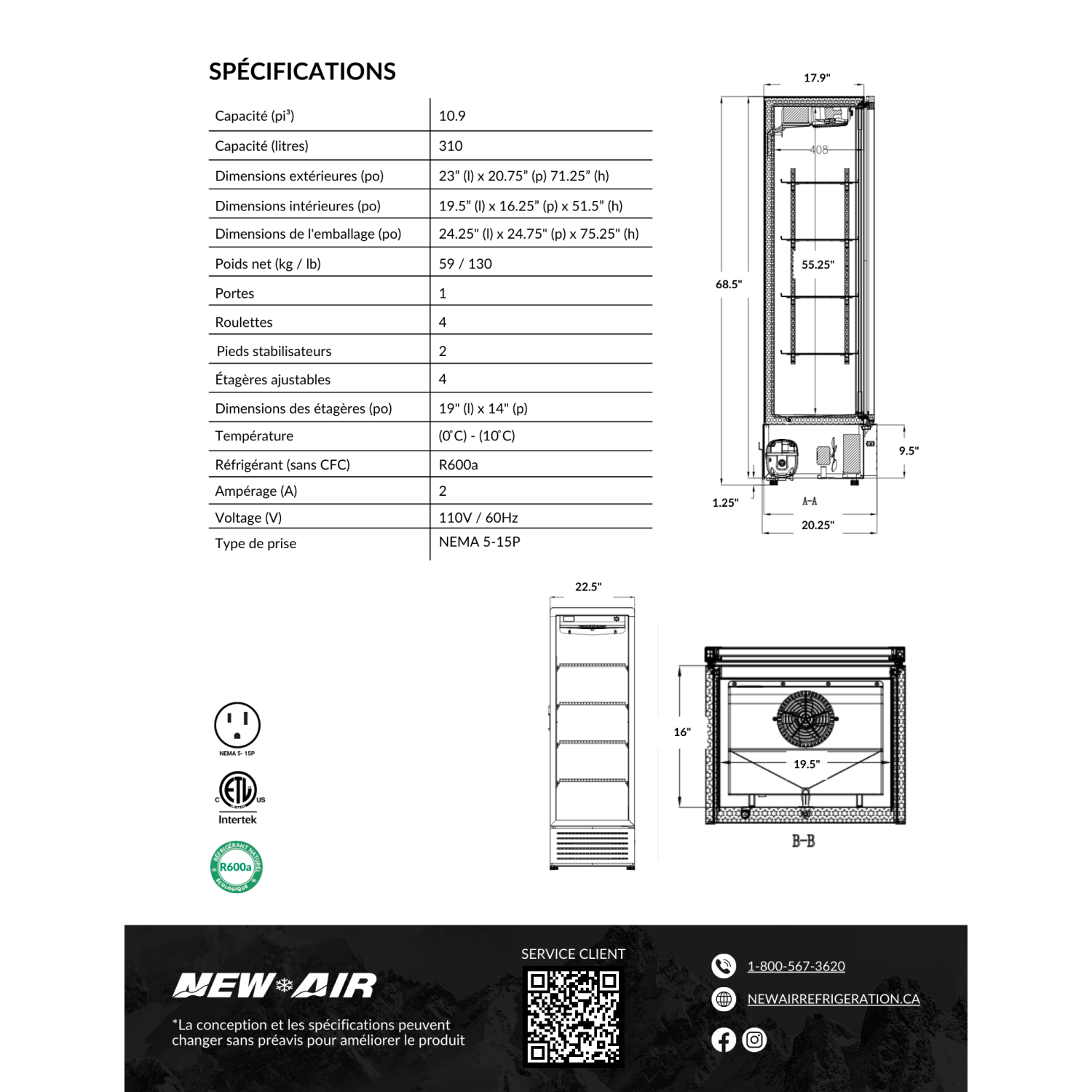 NEW AIR NGR-23-71H Commercial 23" Glass Door Refrigerator Merchandiser - Ideal for Convenience Stores, Front of House, Grocery Stores, Restaurants &